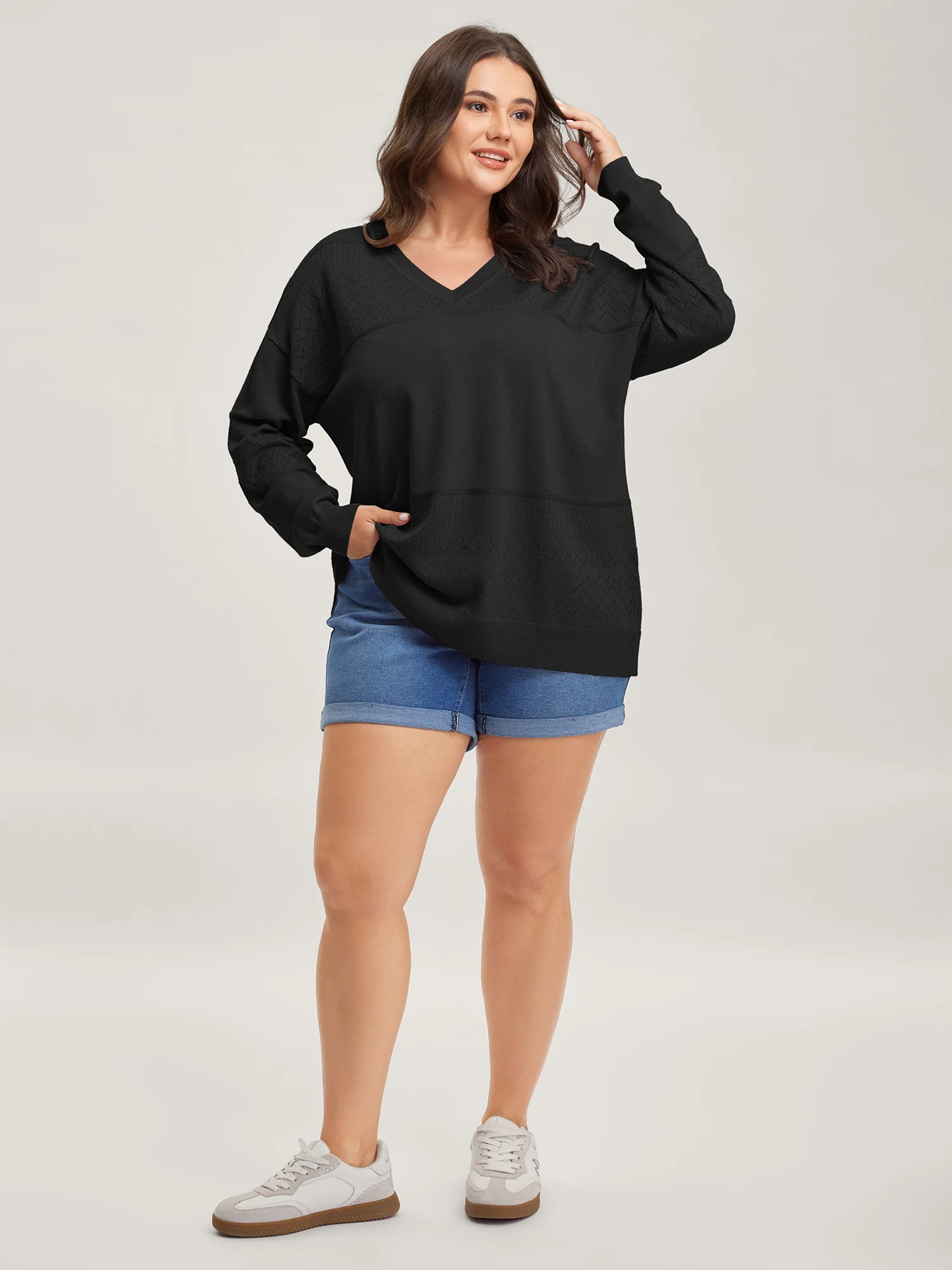 Supersoft Textured Eyelet Trim Pullover - Image 27