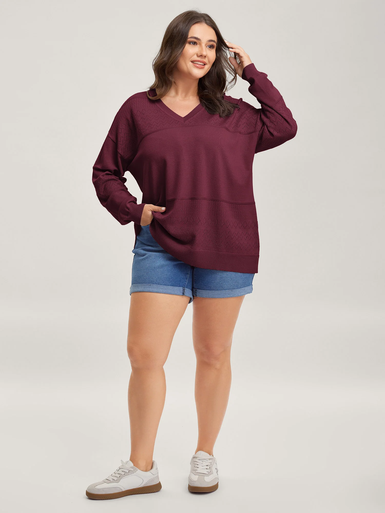 Supersoft Textured Eyelet Trim Pullover - Image 4