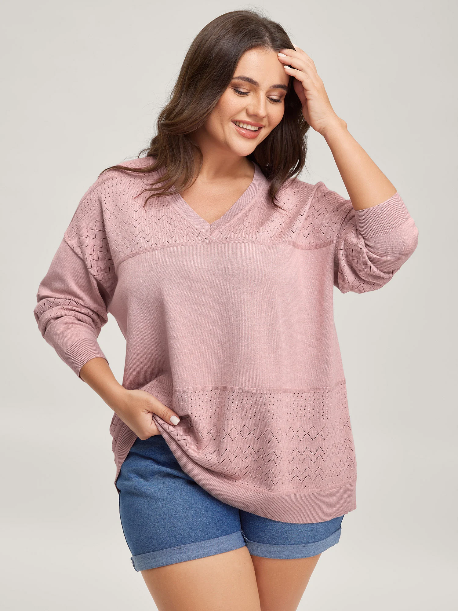 Supersoft Textured Eyelet Trim Pullover - Image 6