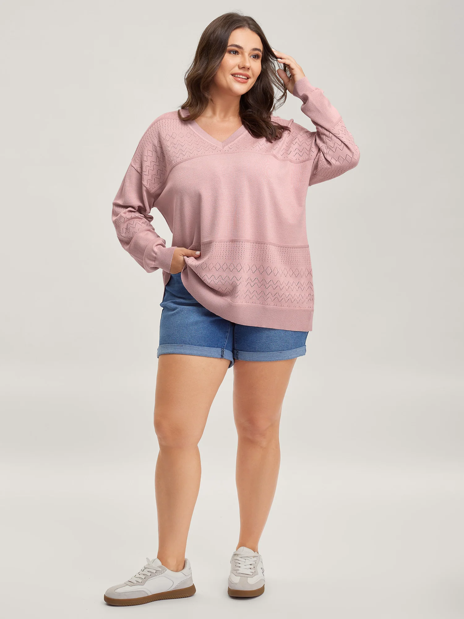 Supersoft Textured Eyelet Trim Pullover - Image 9
