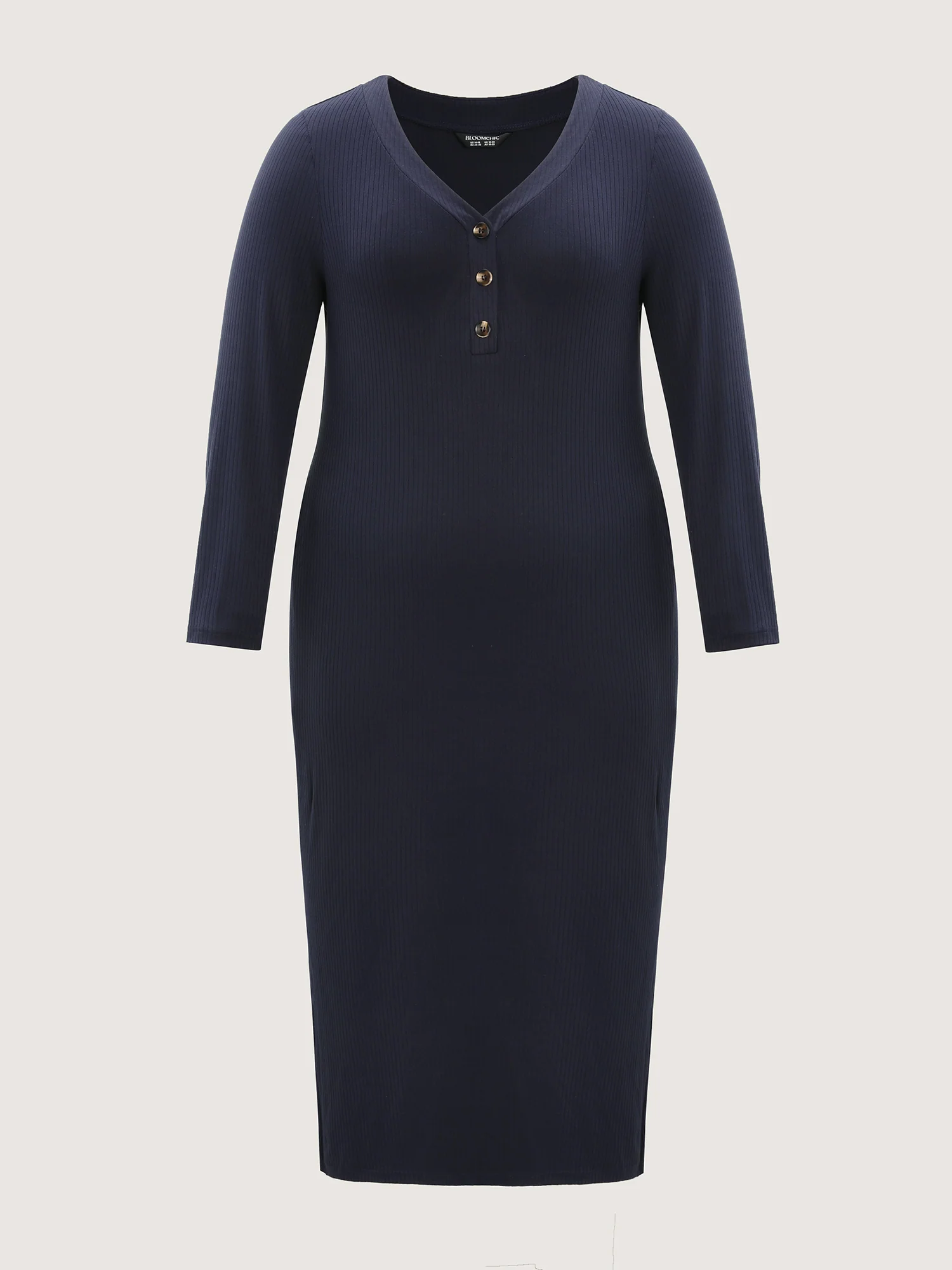 Supersoft Textured Fitted Side Hem Midi Dress - Image 8