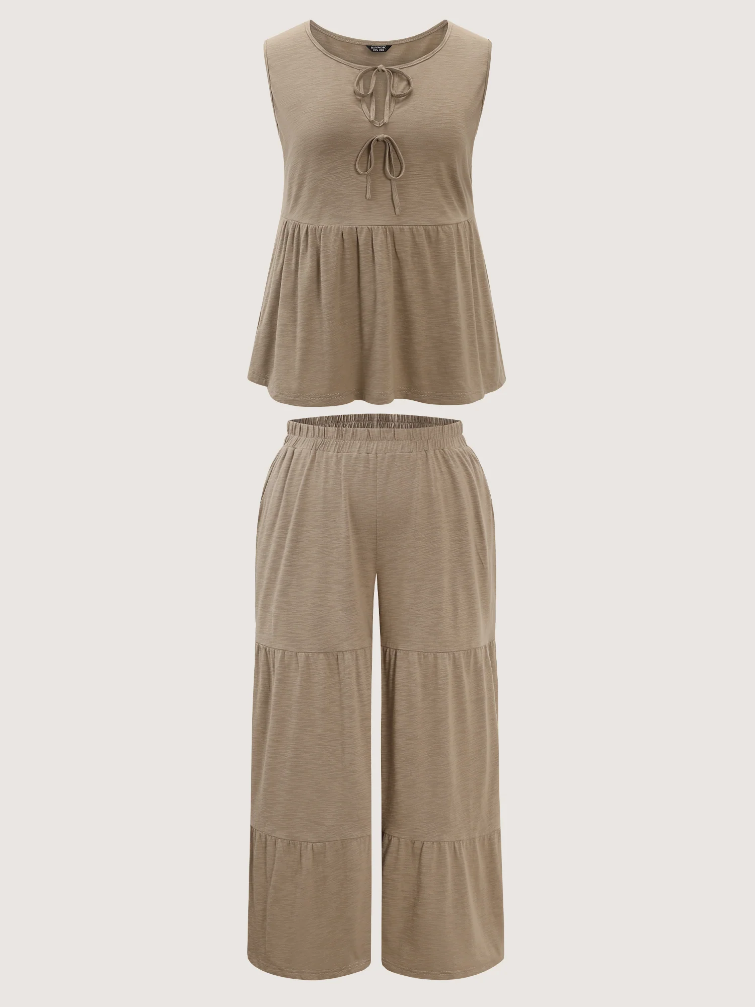 Supersoft Textured Front Tie Tiered Lounge Set - Image 10