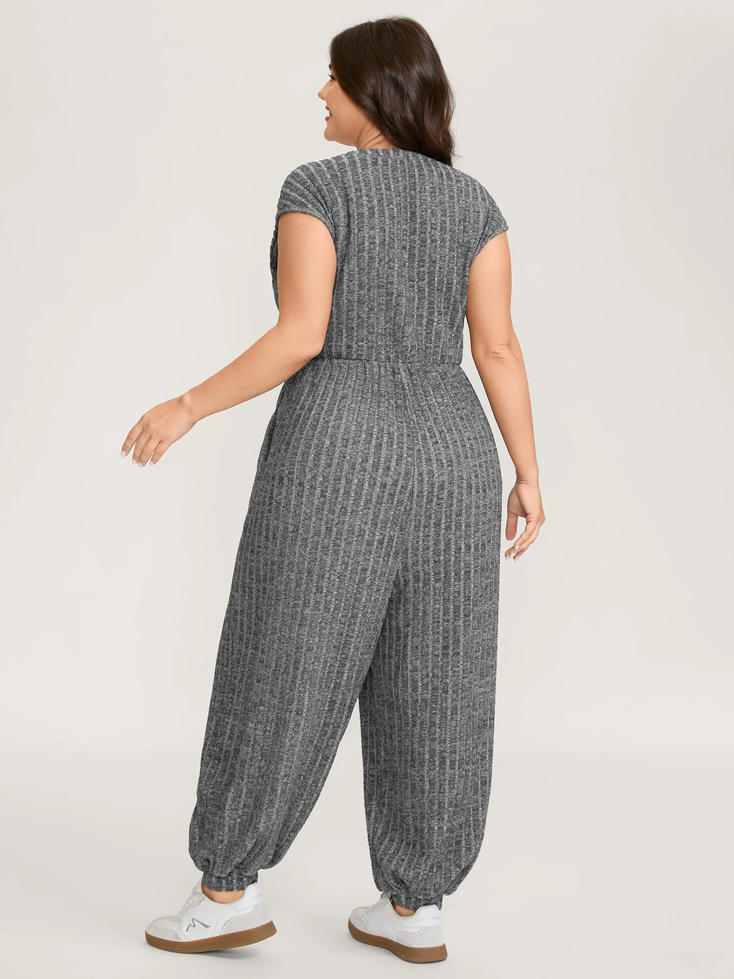 Supersoft Textured Notched Collar Jumpsuit - Image 4
