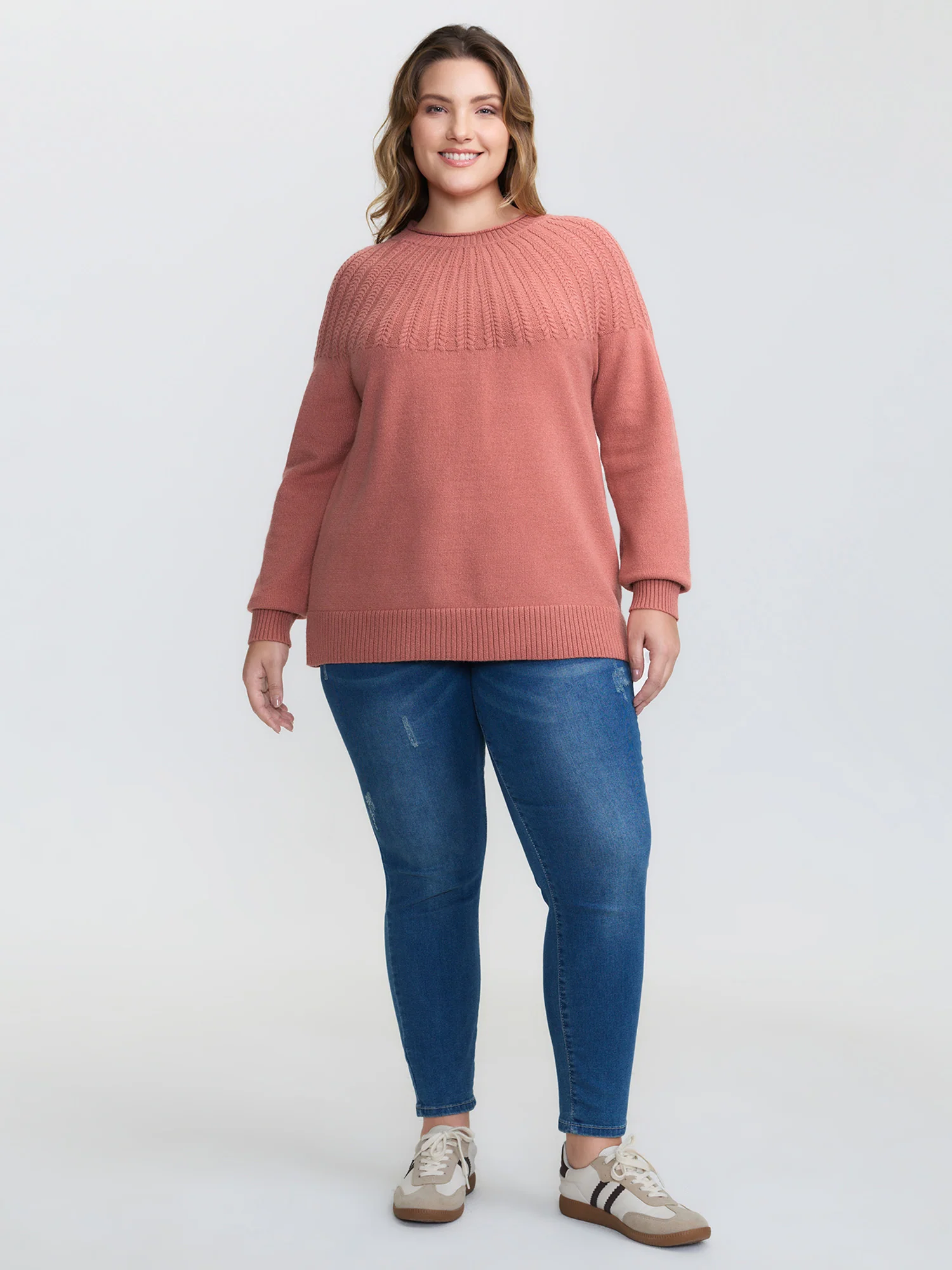 Supersoft Textured Ribbed Hem Drop Shoulder Pullover - Image 2