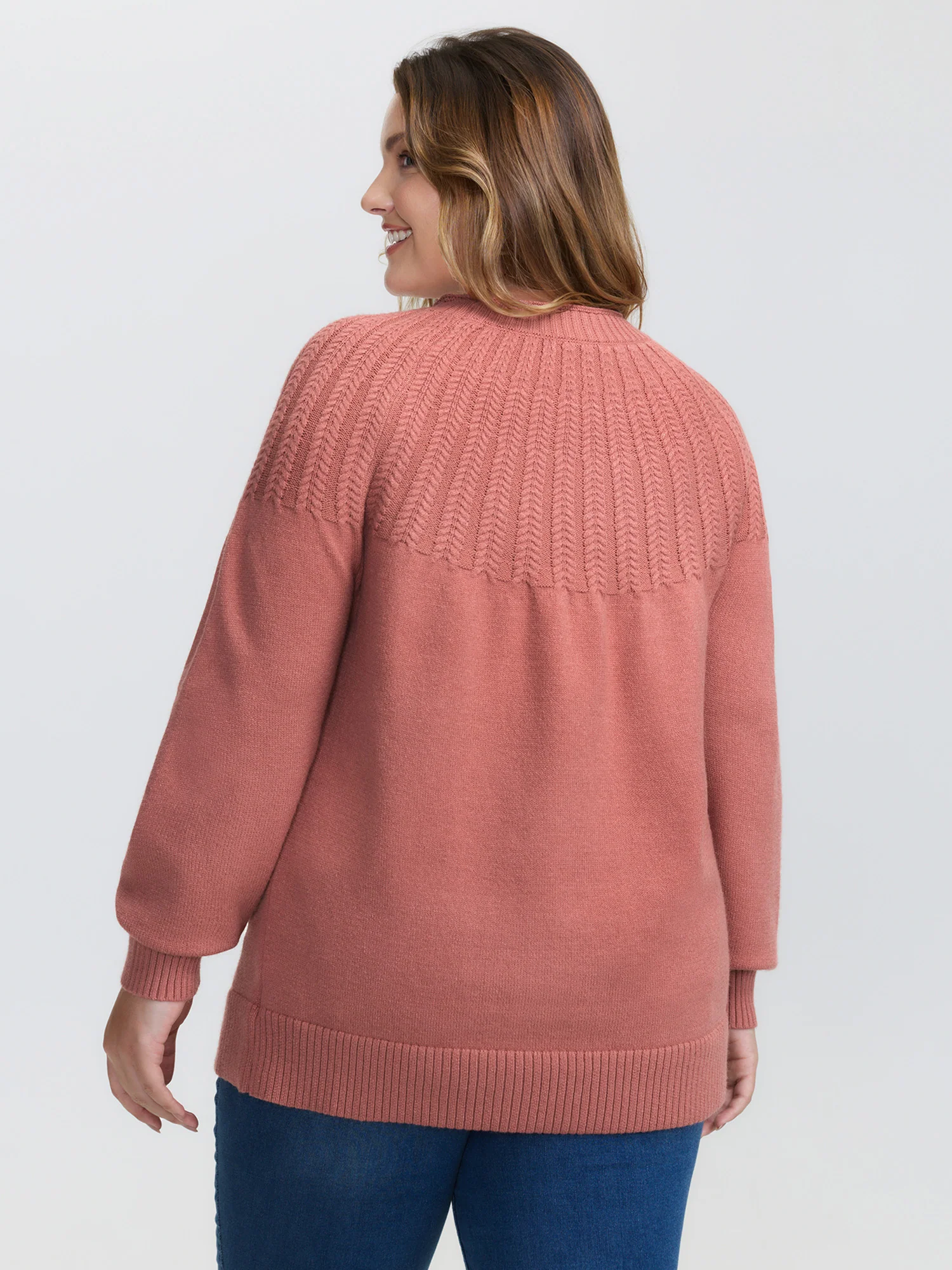 Supersoft Textured Ribbed Hem Drop Shoulder Pullover - Image 4