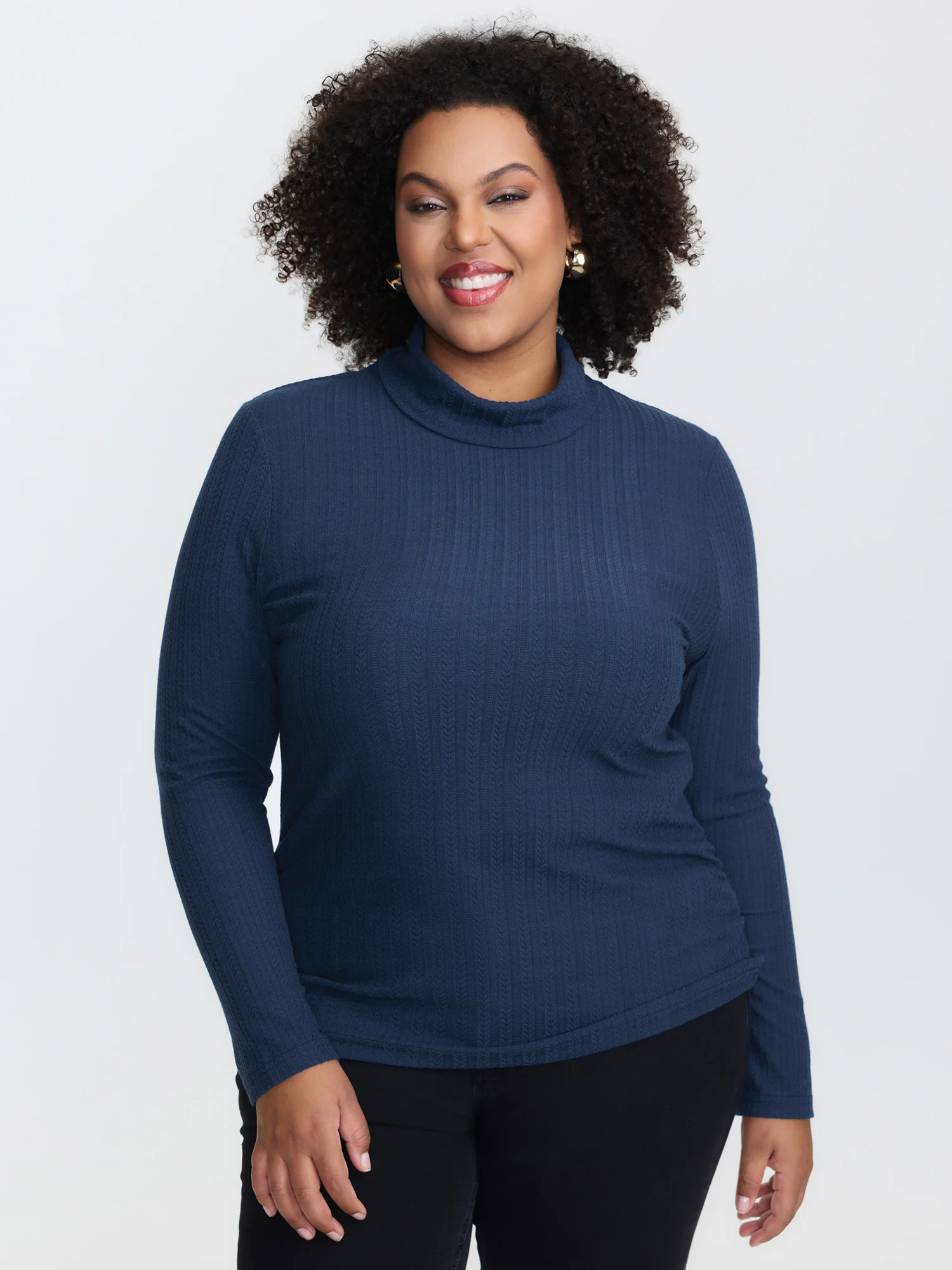 Supersoft Textured Turtleneck T-Shirt - Image 3