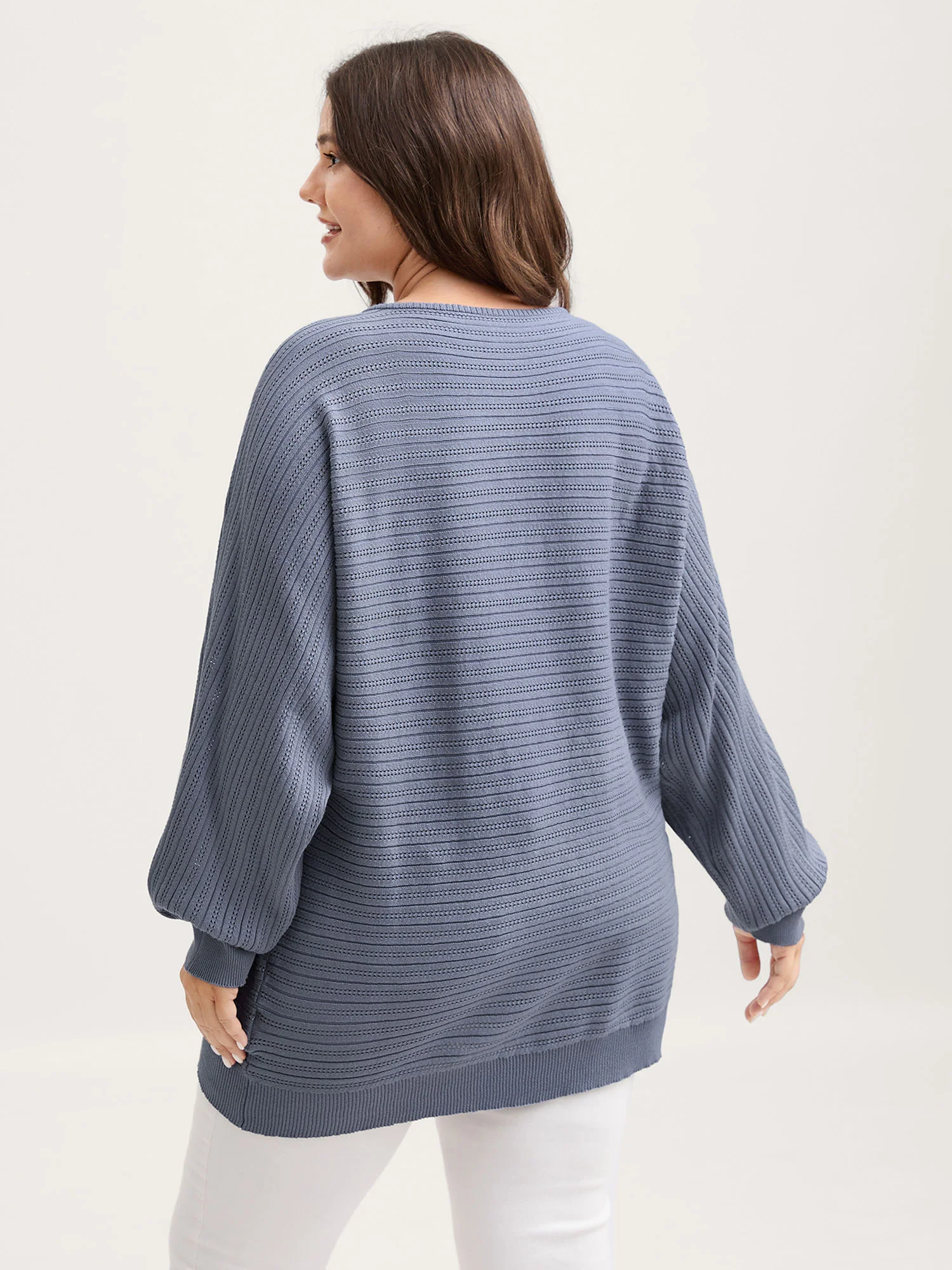Supersoft Textured V-Neck Batwing Sleeve Pullover - Image 5
