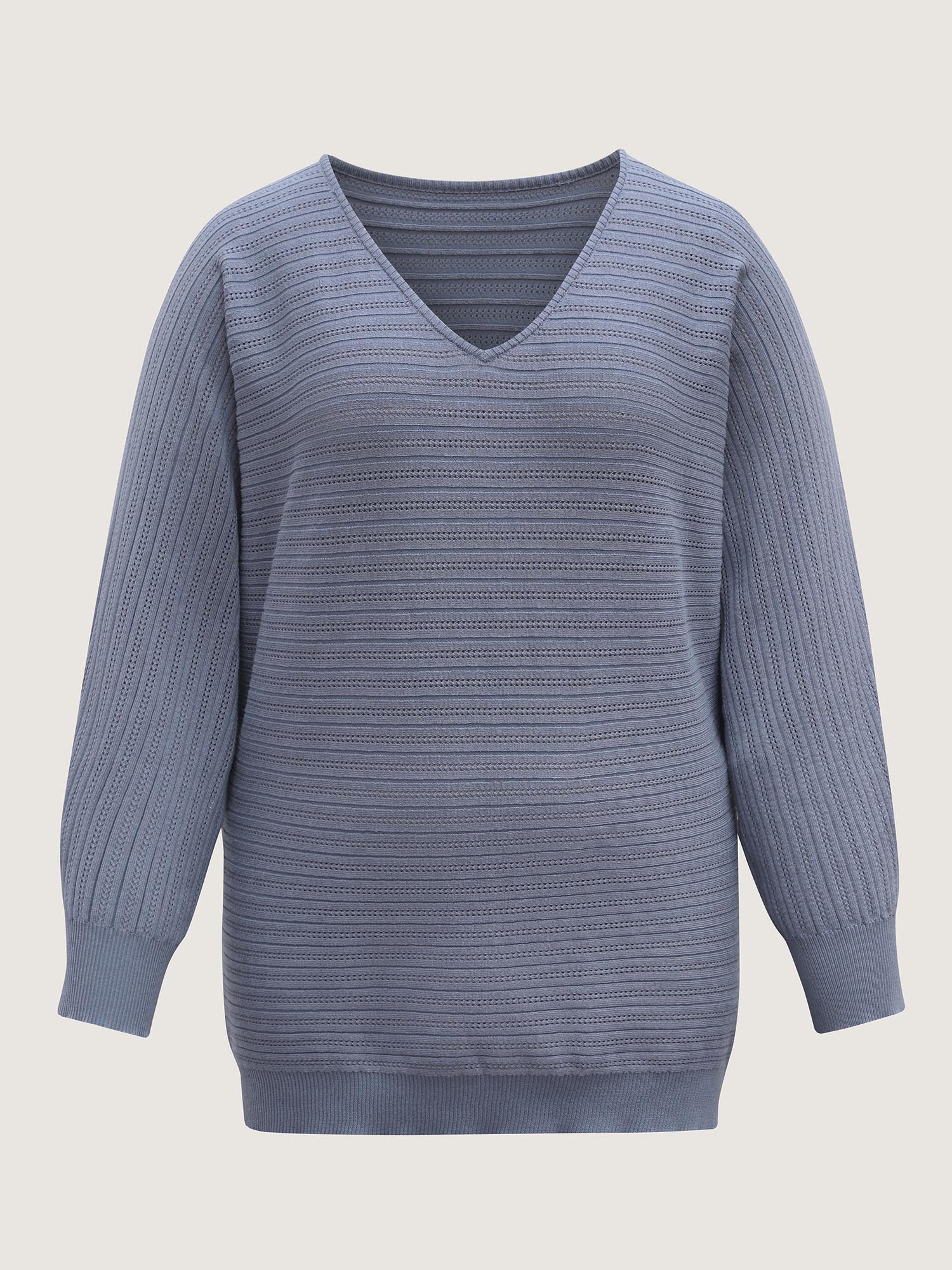 Supersoft Textured V-Neck Batwing Sleeve Pullover - Image 8