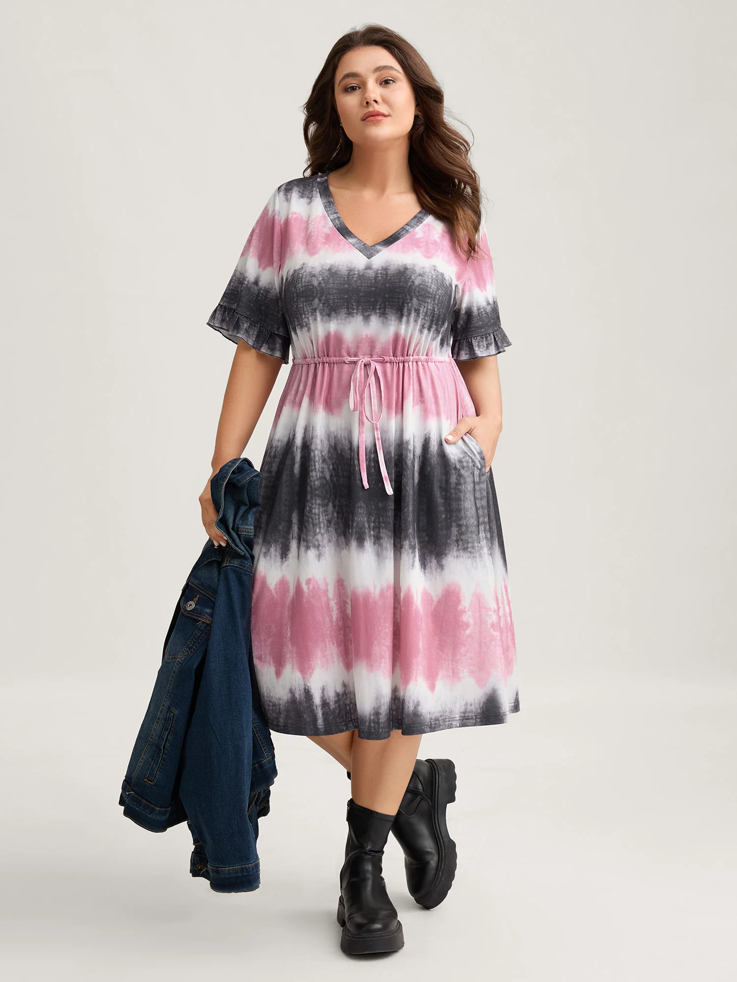 Supersoft Tie-Dye Drawstring Midi Dress - Image 2