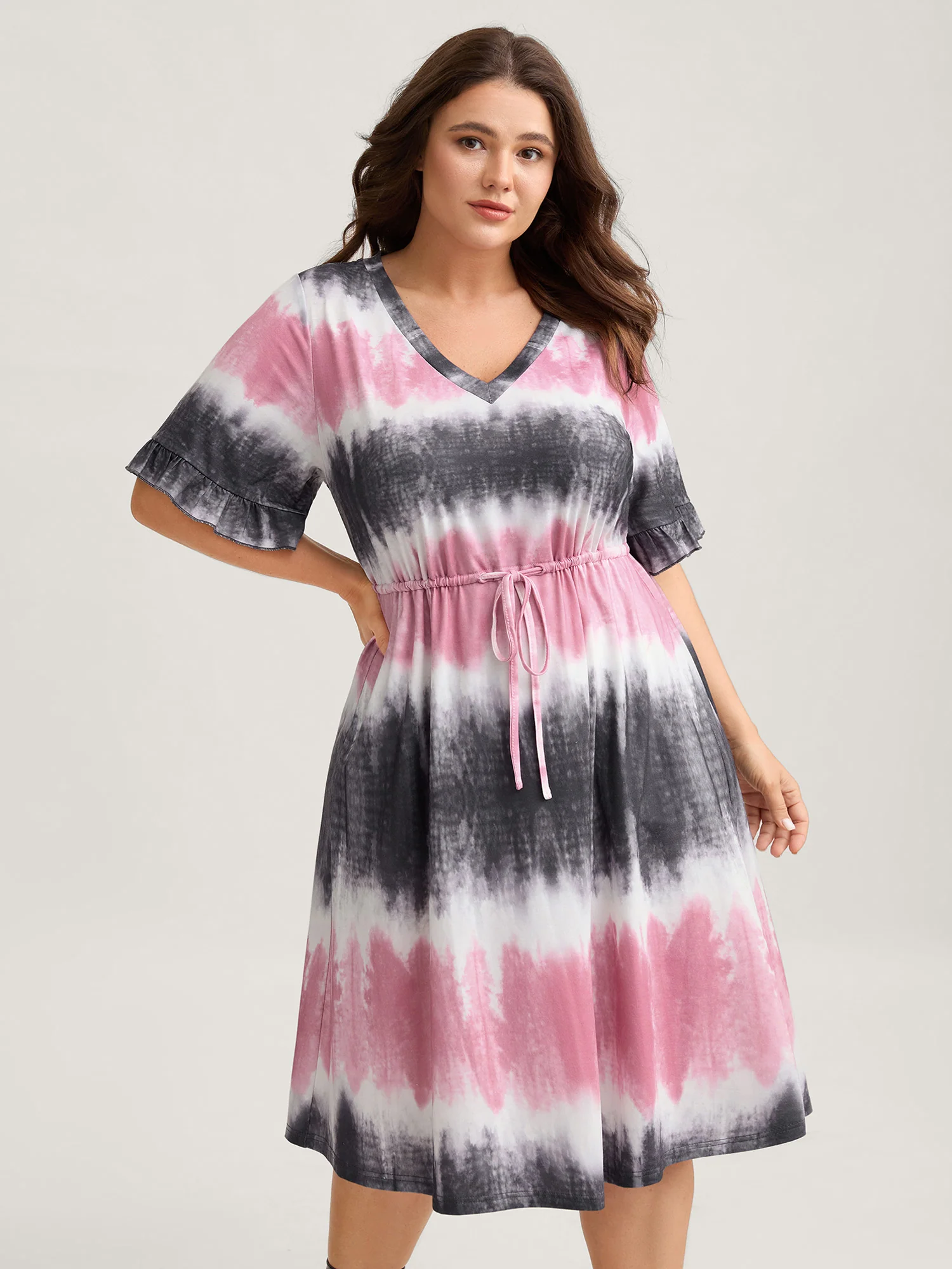 Supersoft Tie-Dye Drawstring Midi Dress - Image 3