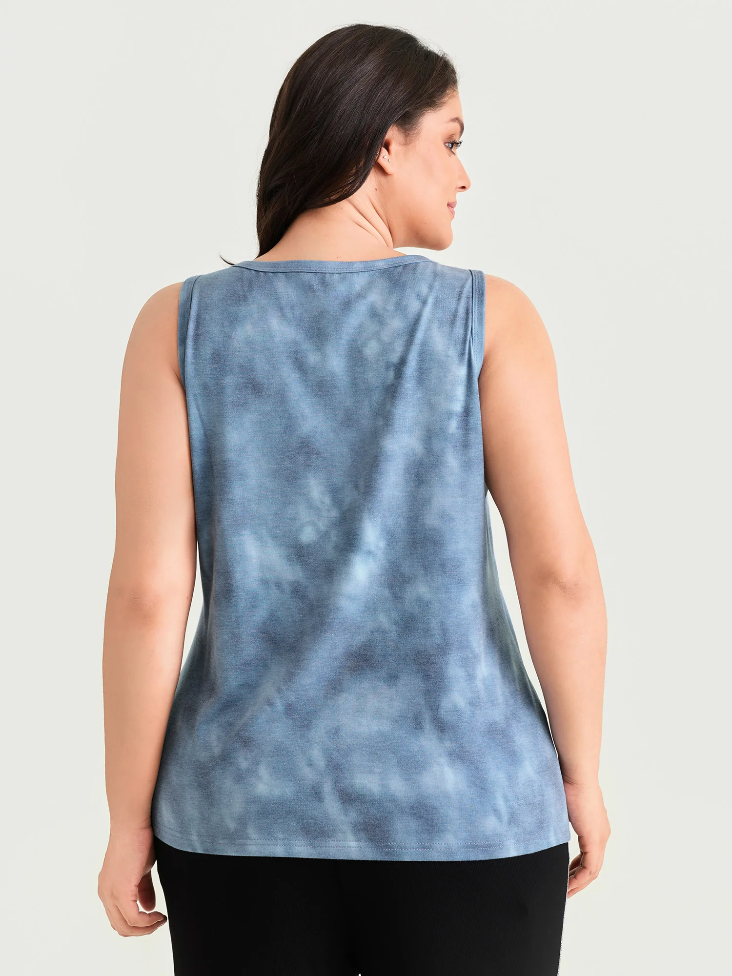 Supersoft Tie-Dye Round Neck Loose Fit Tank Top - Image 4