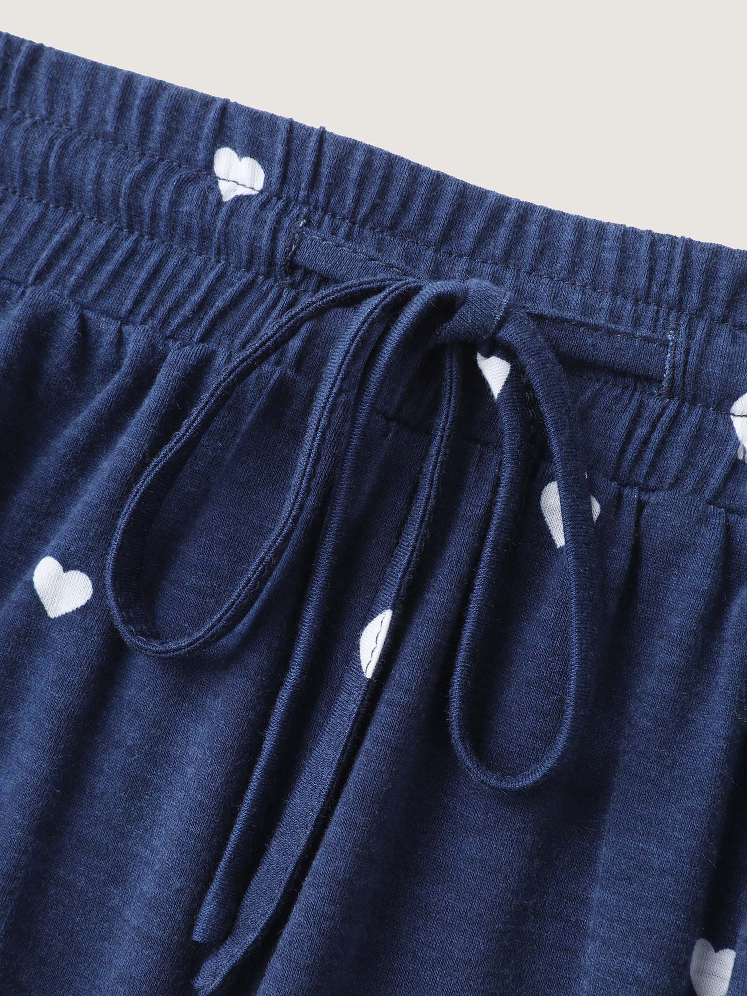 Supersoft Tiny Hearts Print Waist Drawstring Lounge Bottoms - Image 7