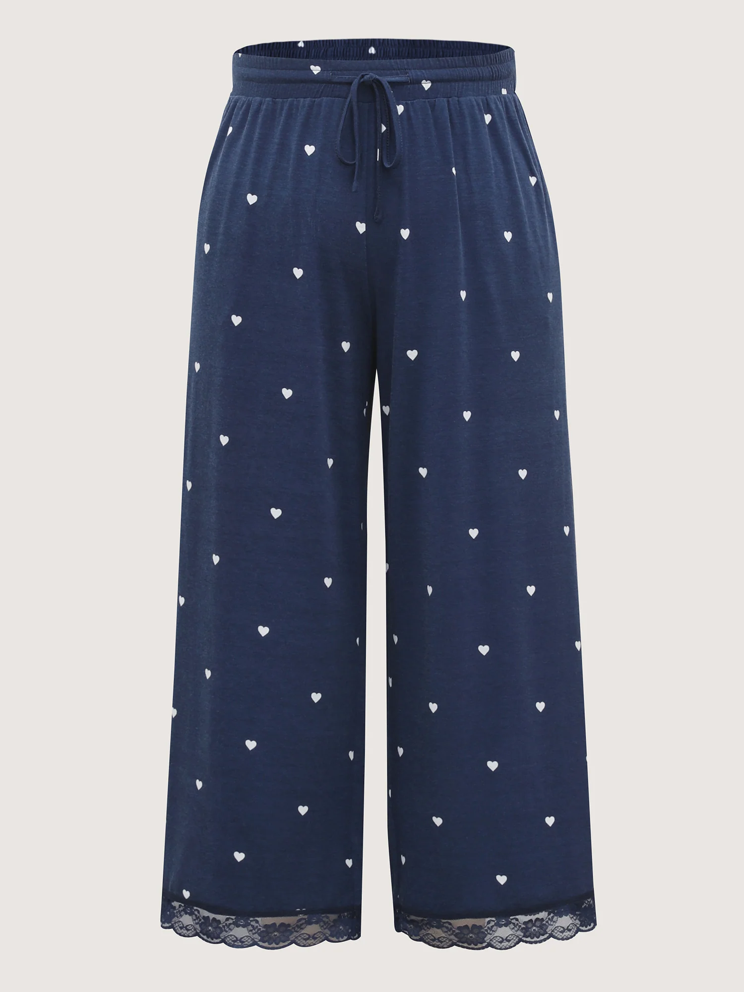 Supersoft Tiny Hearts Print Waist Drawstring Lounge Bottoms - Image 9