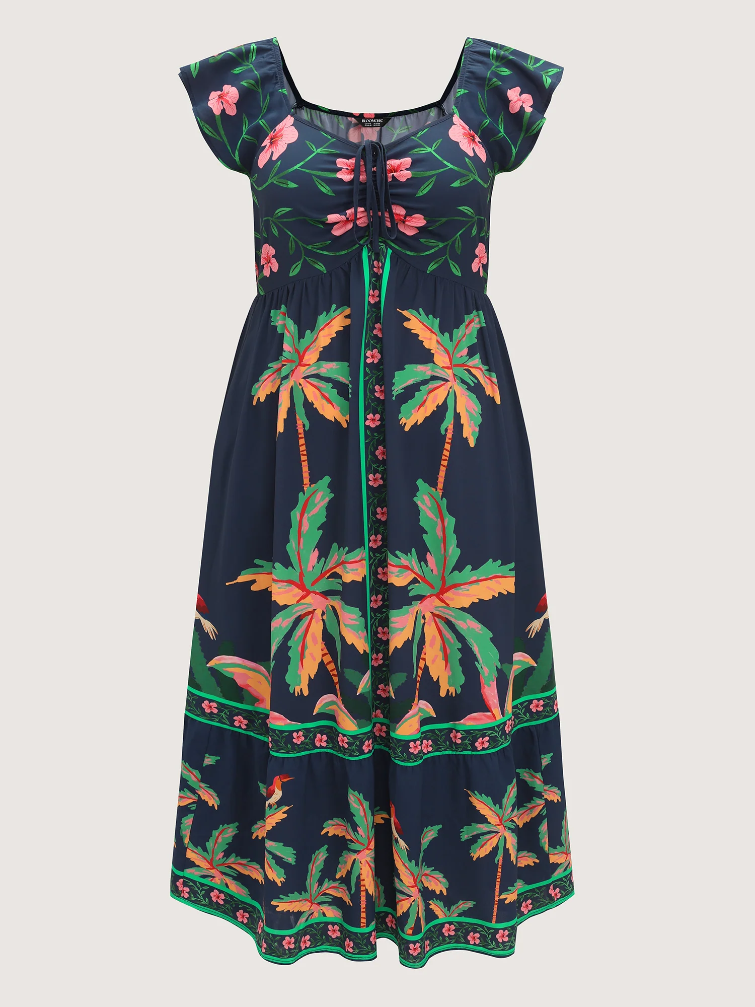 Supersoft Tropical Floral Print Drawstring Maxi Dress - Image 7