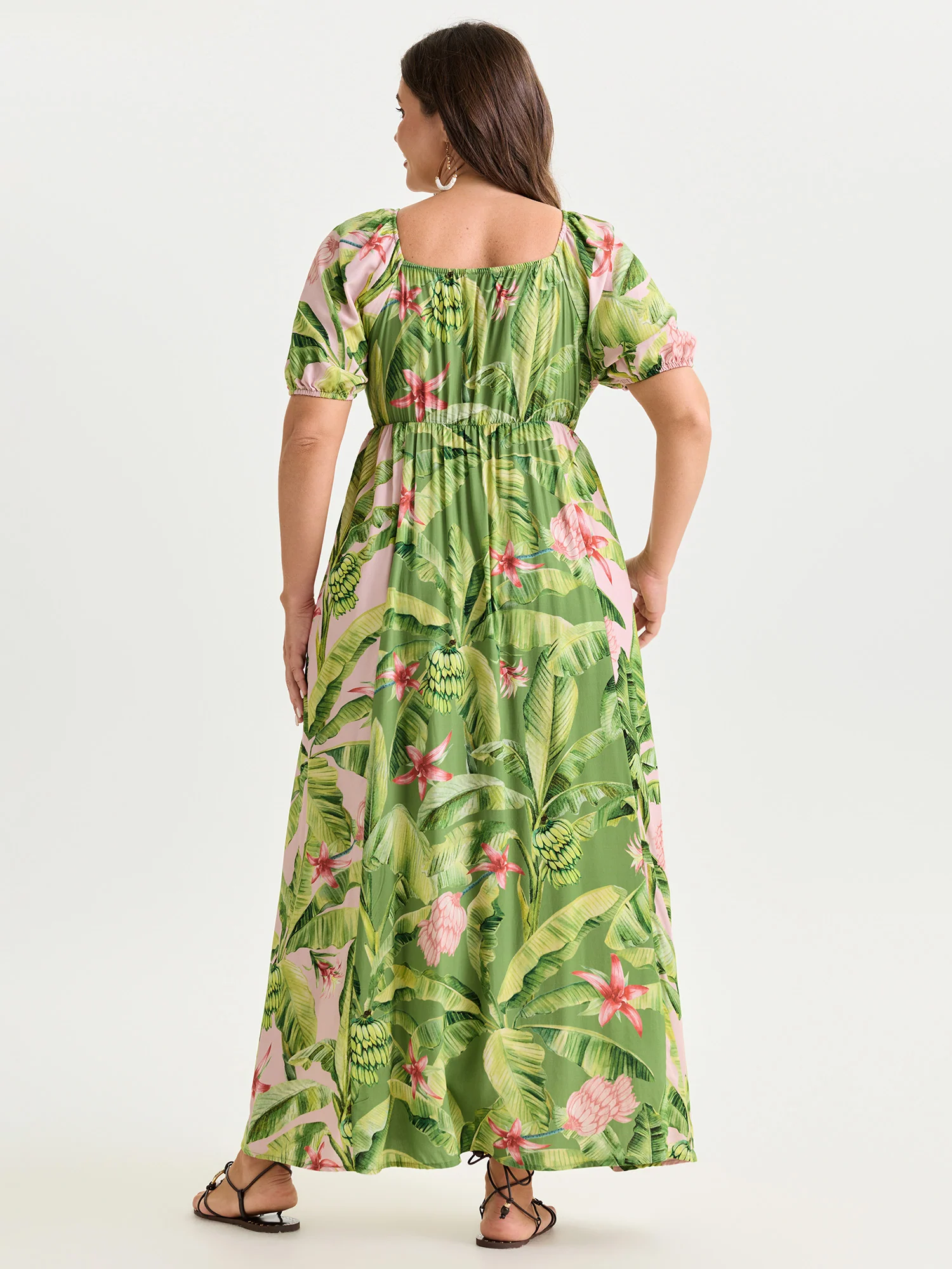 Supersoft Tropical Floral Print Ruched Bodice Maxi Dress - Image 3