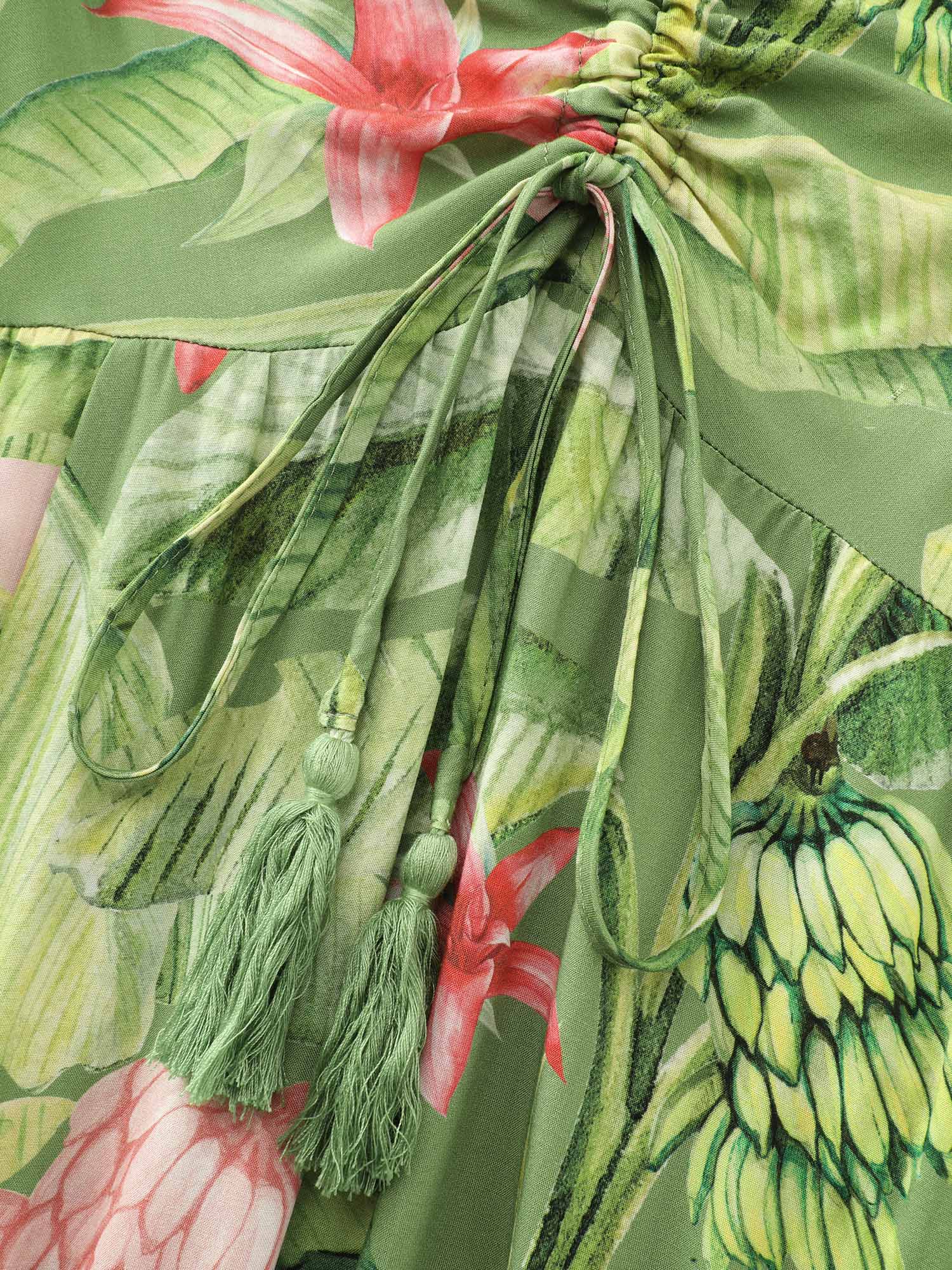 Supersoft Tropical Floral Print Ruched Bodice Maxi Dress - Image 4