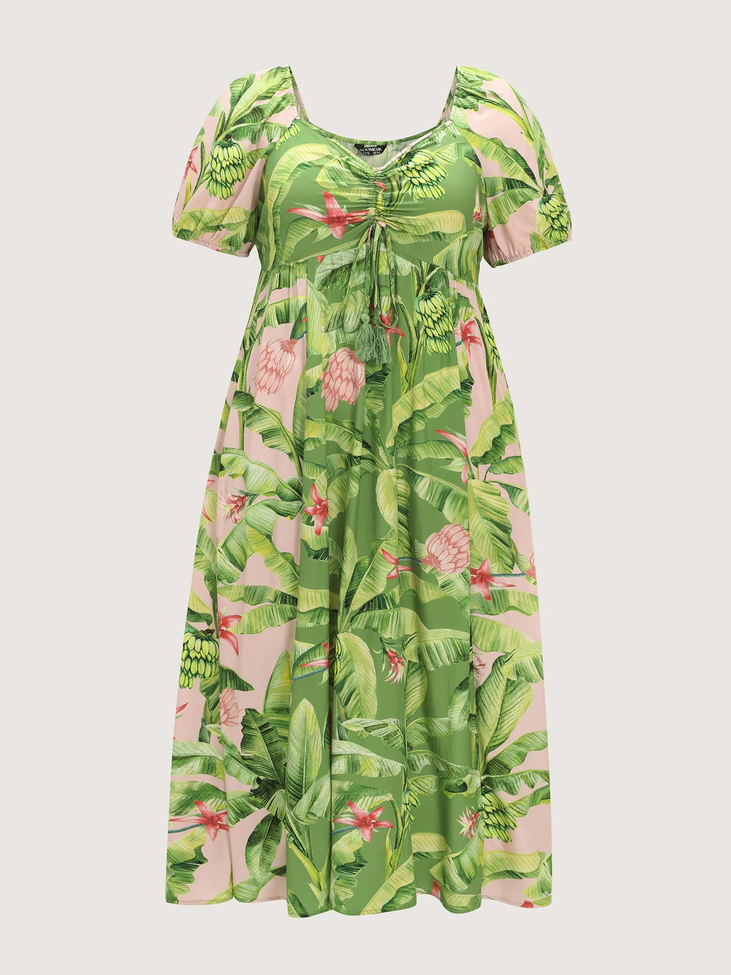 Supersoft Tropical Floral Print Ruched Bodice Maxi Dress - Image 6
