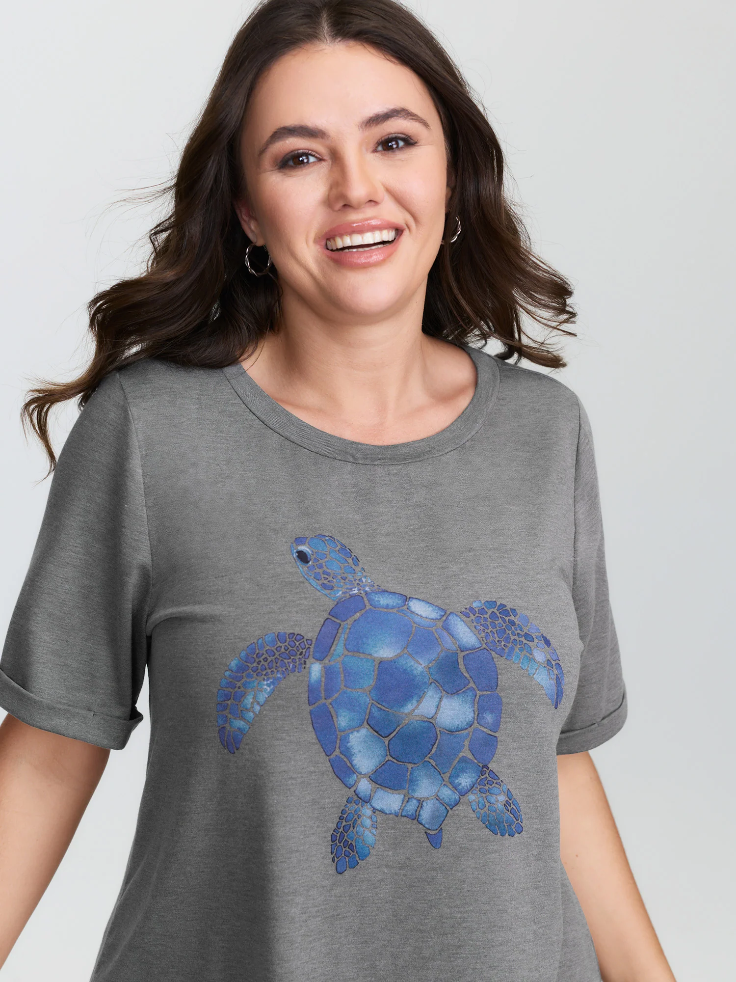 Supersoft Turtle Print Plain T-Shirt