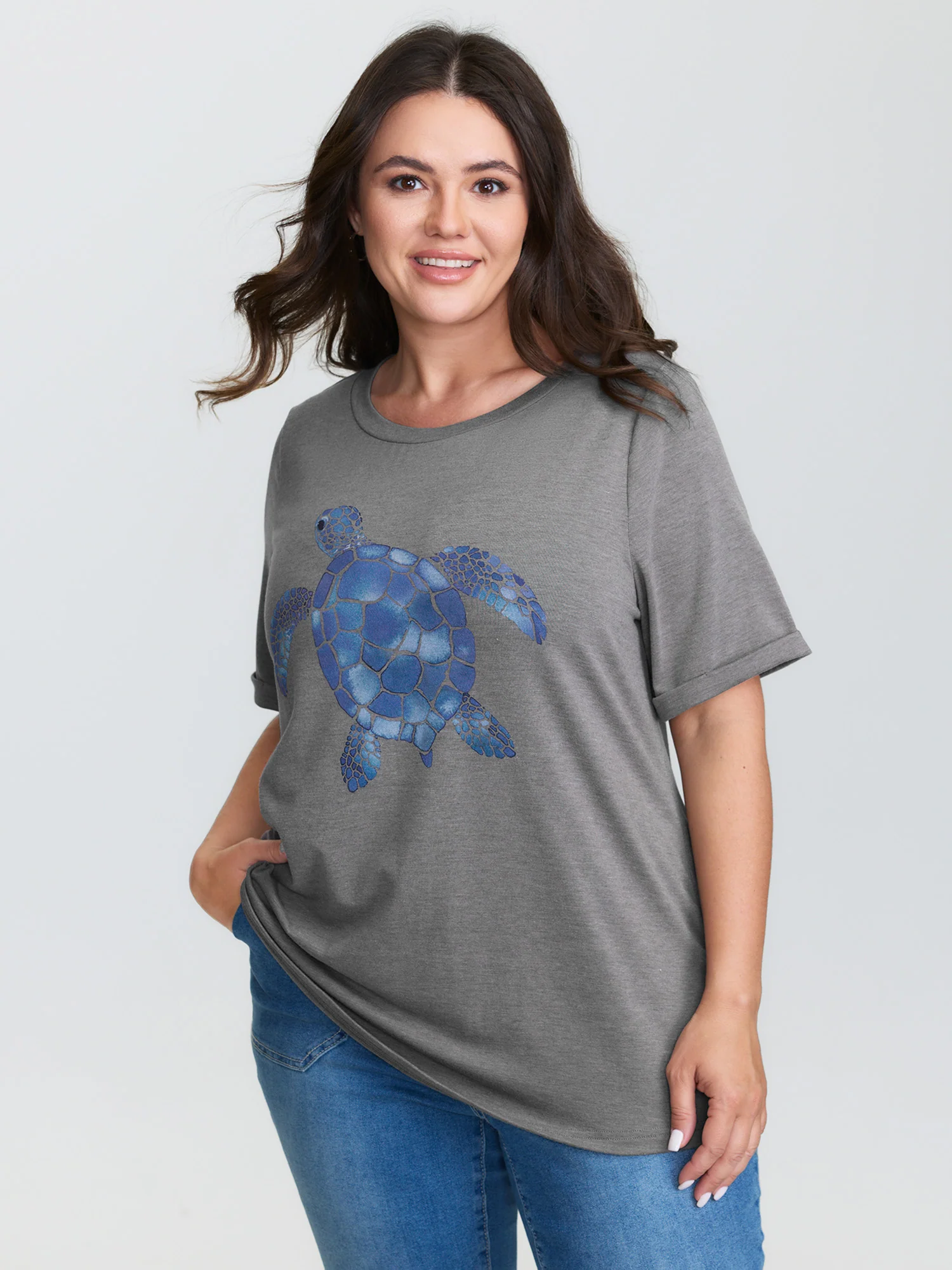 Supersoft Turtle Print Plain T-Shirt - Image 2