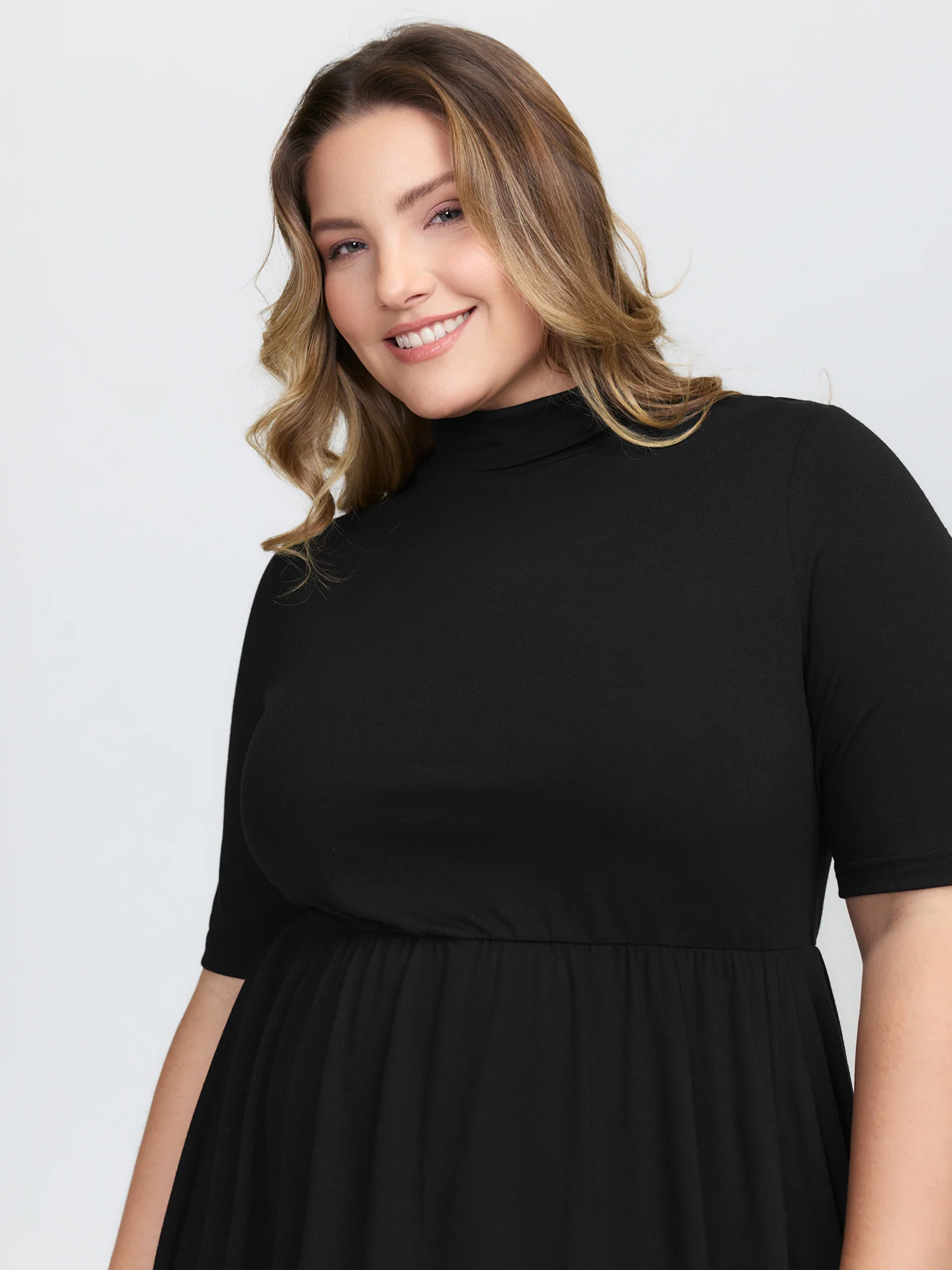 Supersoft Turtleneck Pockets Midi Dress - Image 2