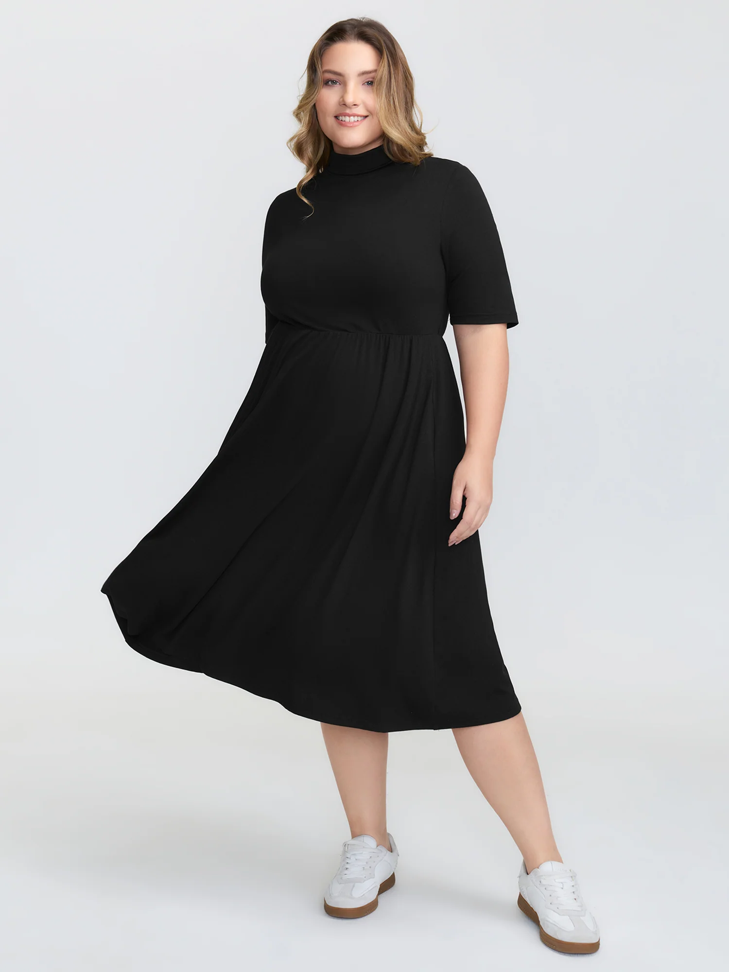 Supersoft Turtleneck Pockets Midi Dress - Image 3