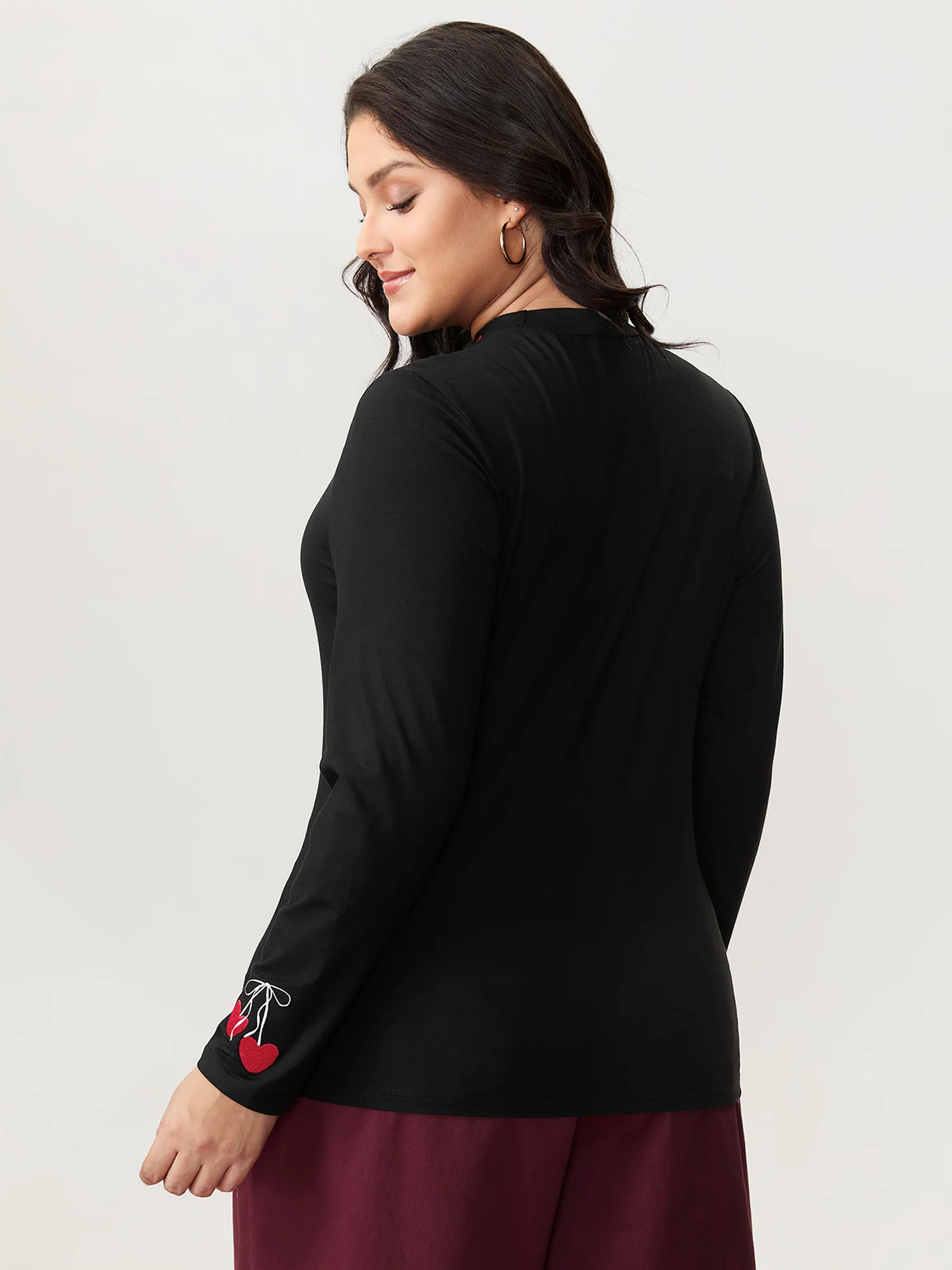 Supersoft Twin Hearts Embroidery Fitted T-Shirt - Image 4
