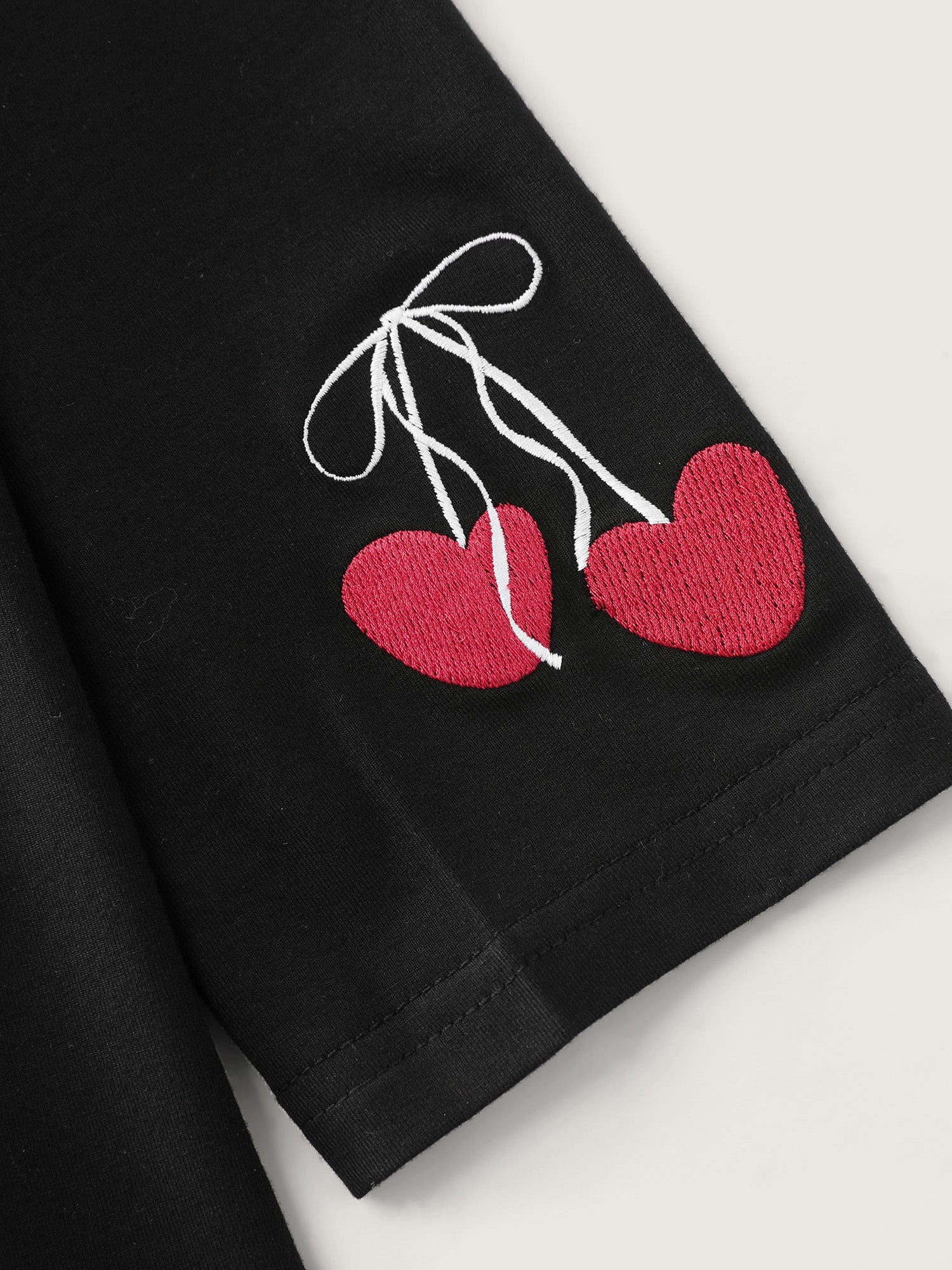 Supersoft Twin Hearts Embroidery Fitted T-Shirt - Image 6