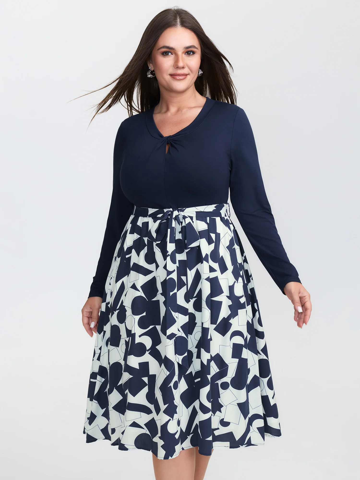 Supersoft Twist Neckline Floral Knit Midi Dress - Image 2