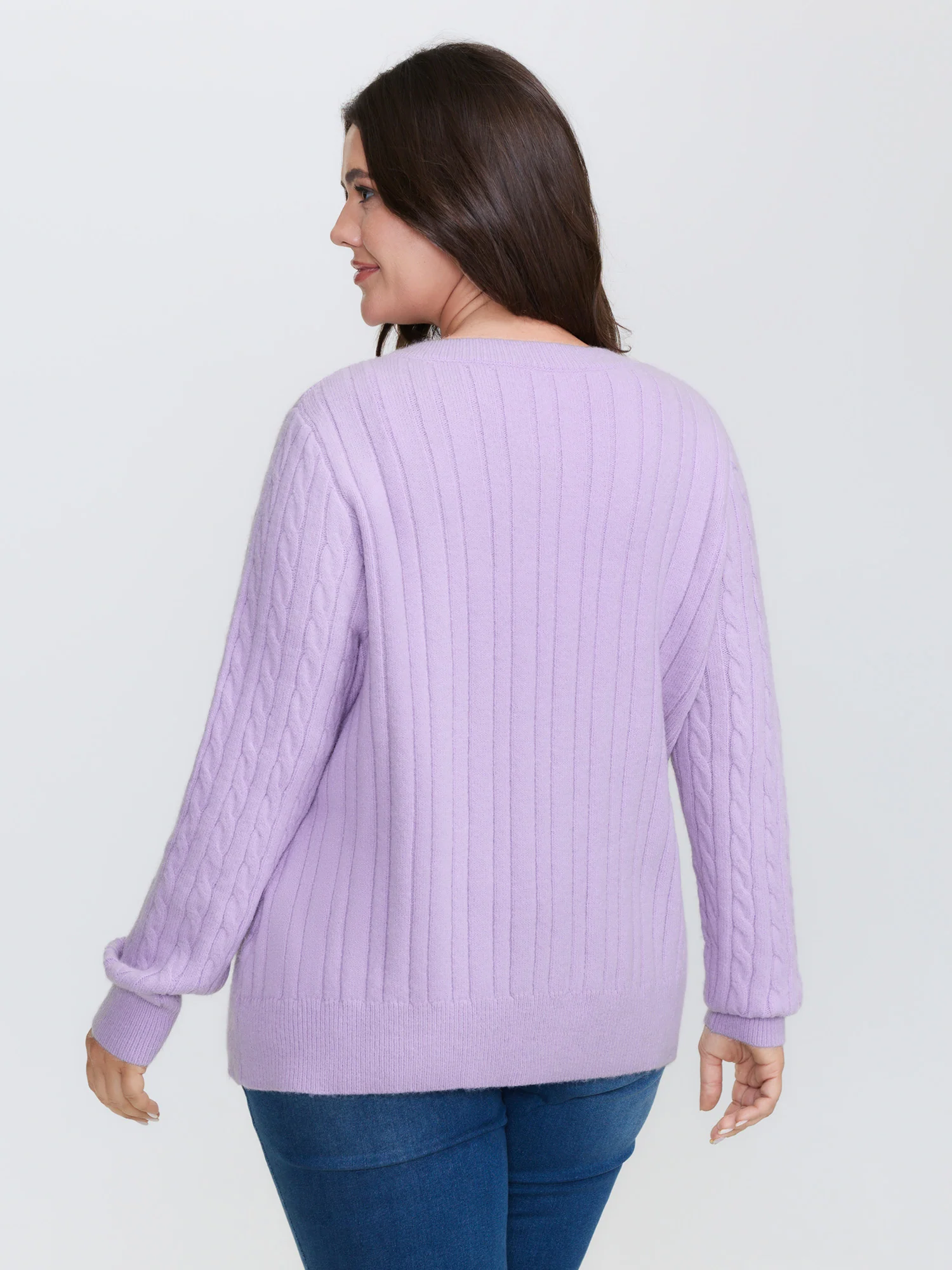 Supersoft Twist Textured Floral Buttons Knit Cardigan - Image 5