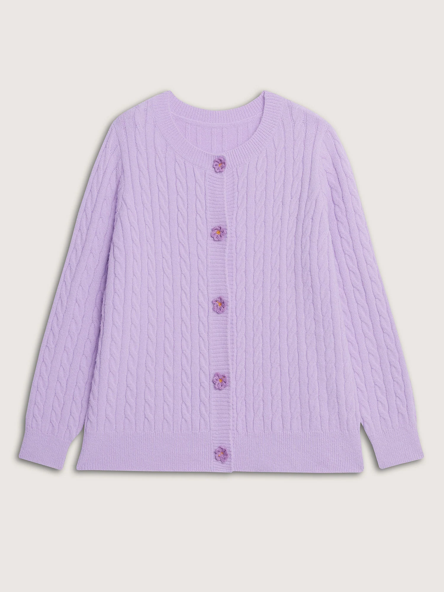 Supersoft Twist Textured Floral Buttons Knit Cardigan - Image 6