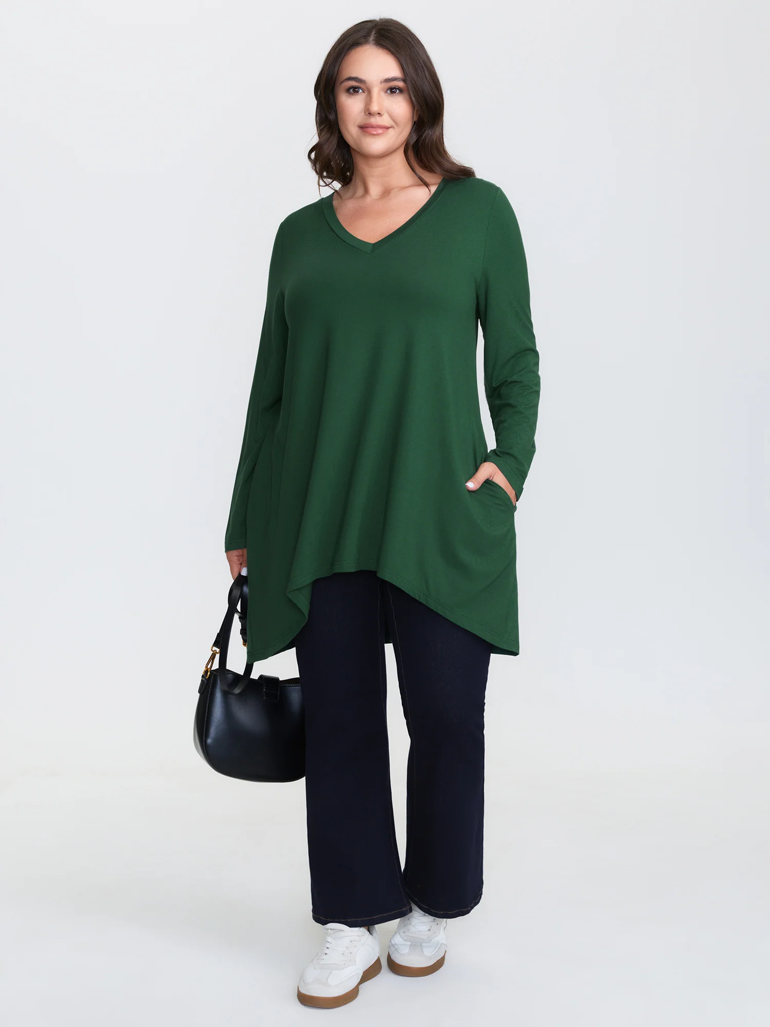Supersoft V Neck High Low Hem T-Shirt - Image 2