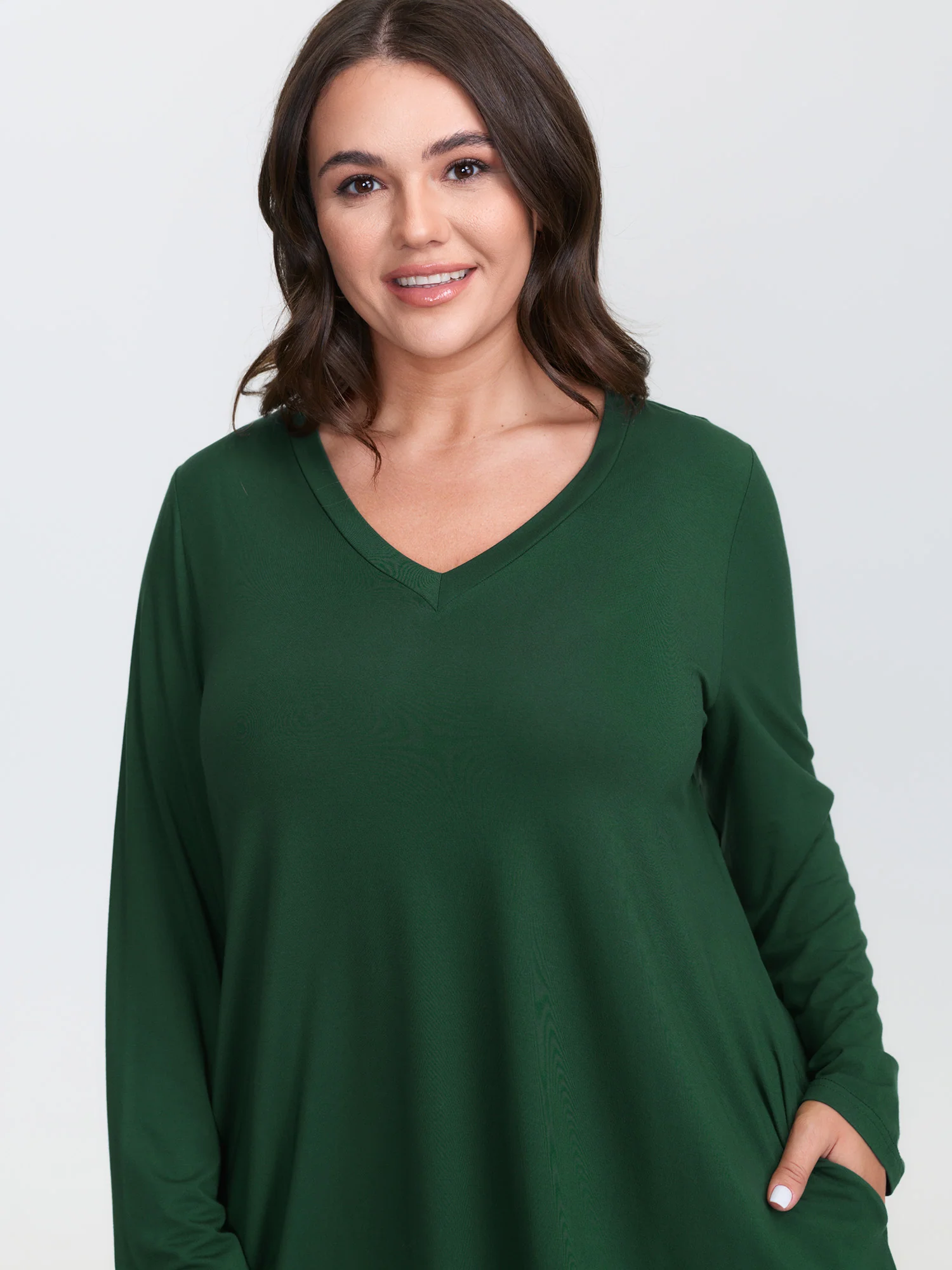 Supersoft V Neck High Low Hem T-Shirt - Image 3