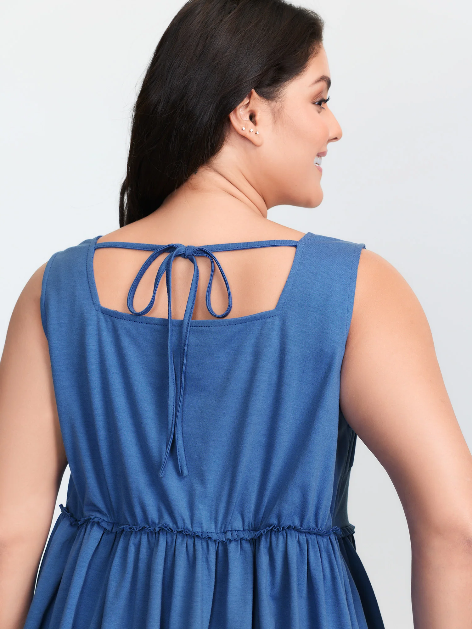 Supersoft V Neck Ruched Back-Tie Tank Top - Image 2