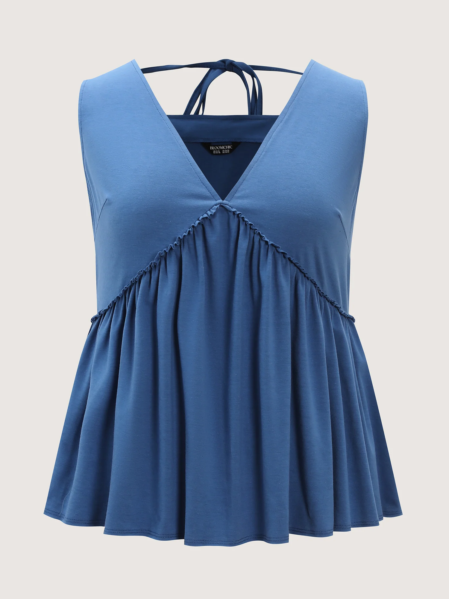 Supersoft V Neck Ruched Back-Tie Tank Top - Image 6