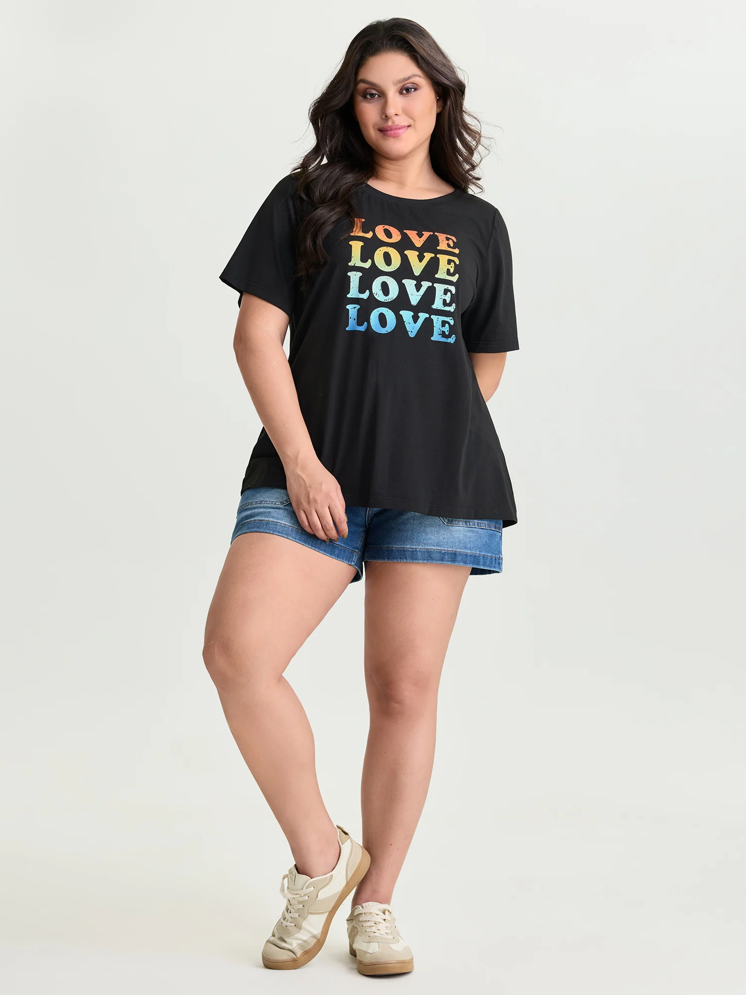 Supersoft Vibrant Love Print Stretchy Fit T-Shirt - Image 4