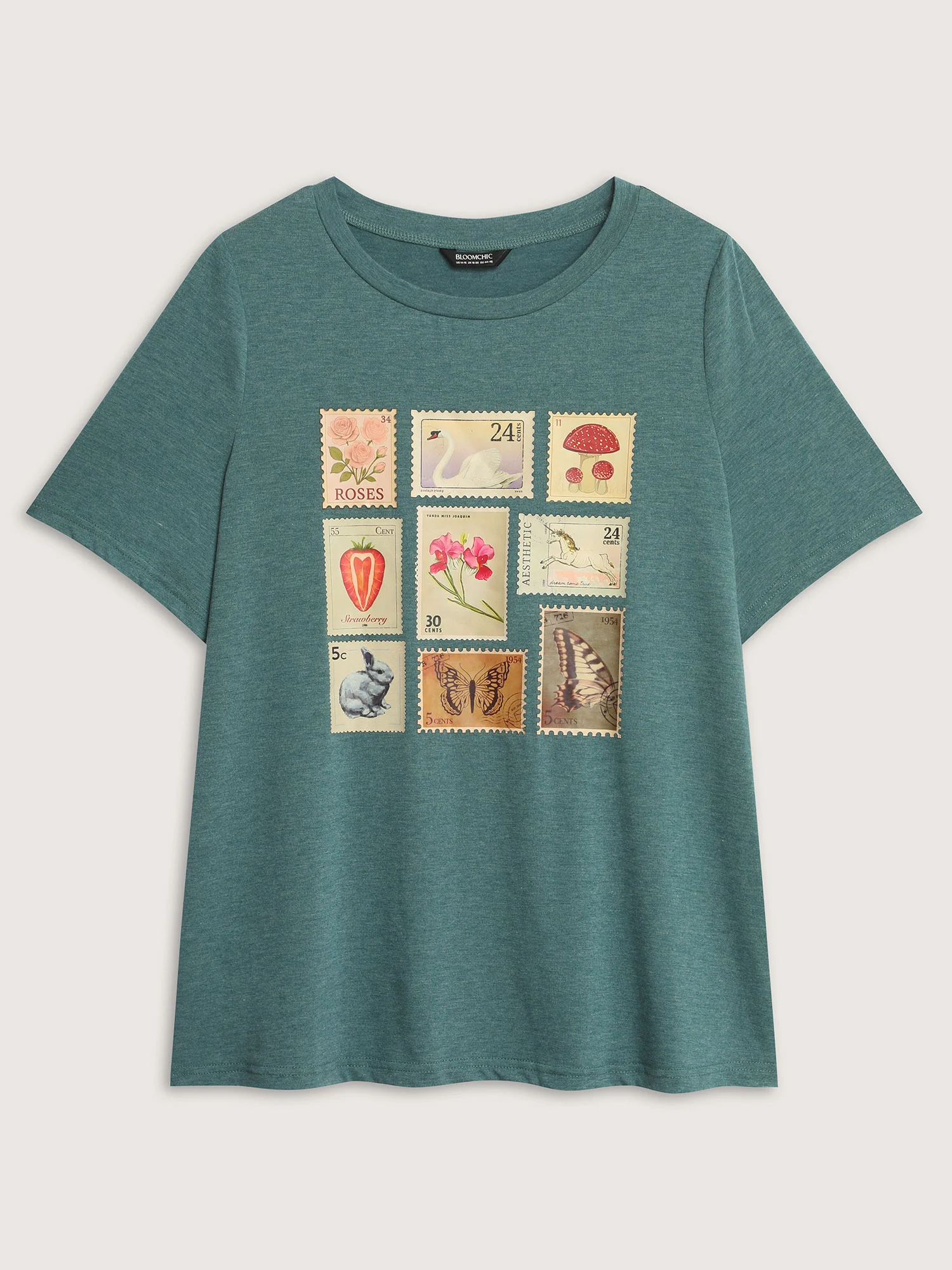 Supersoft Vintage Stamps Print T-Shirt - Image 6
