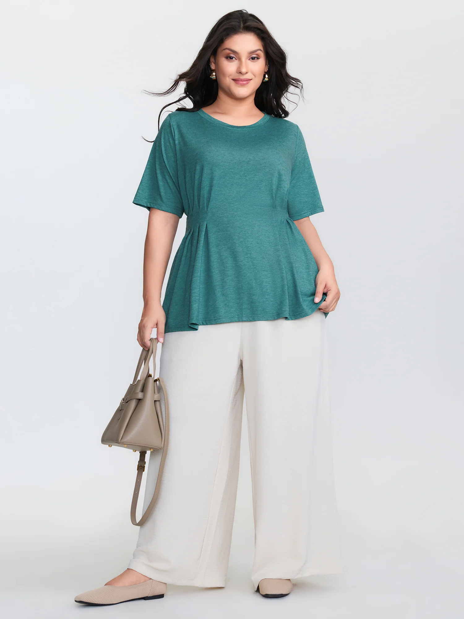 Supersoft Waist-Defining Pleated T-Shirt - Image 2