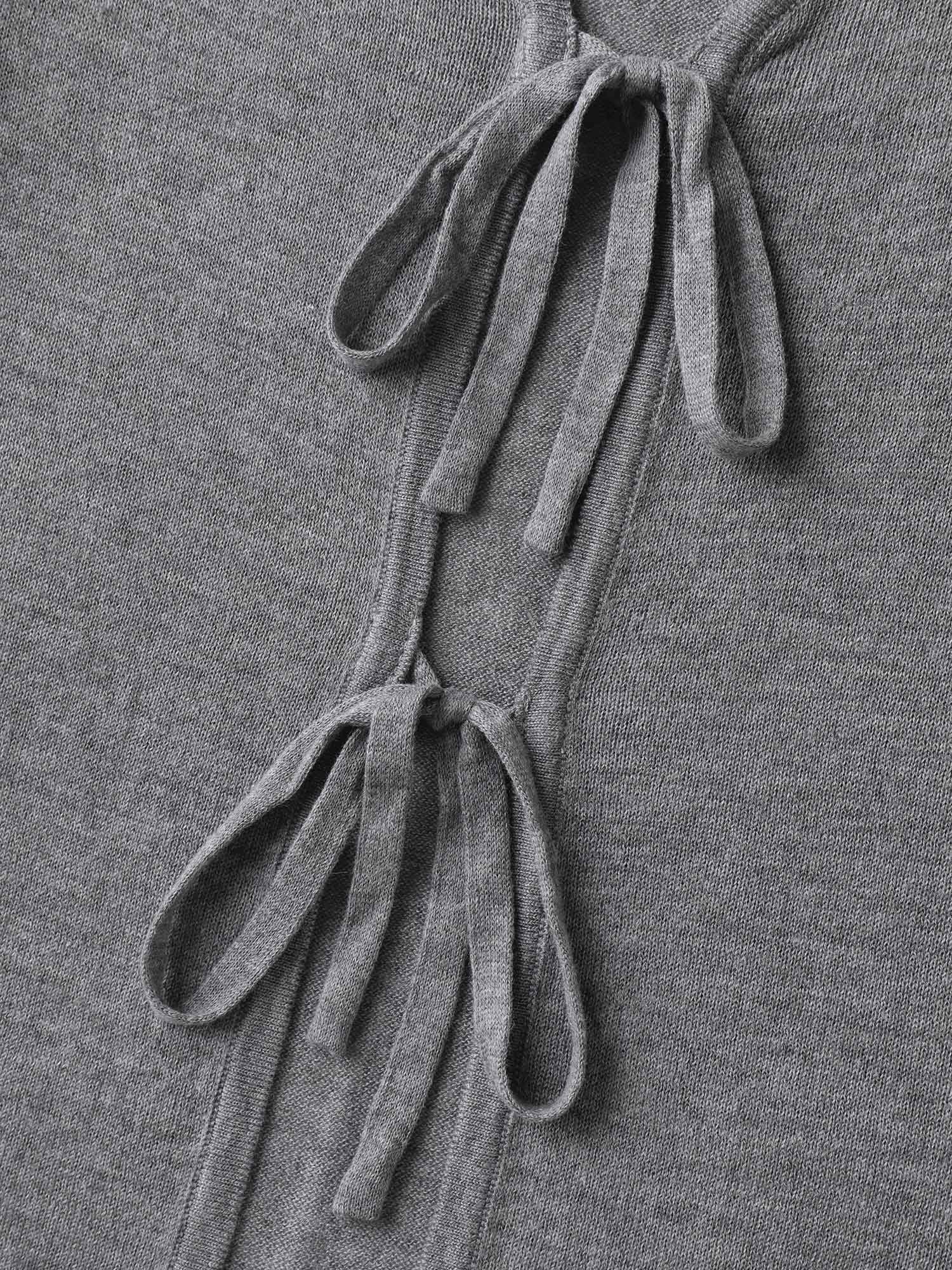 Supersoft Wool Front Tie V-Neck Knit Cardigan - Image 6