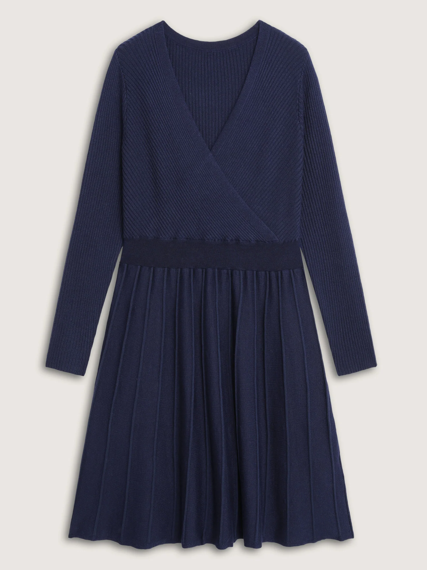 Supersoft Wrap Neck Cinched-Waist Sweater Dress - Image 6