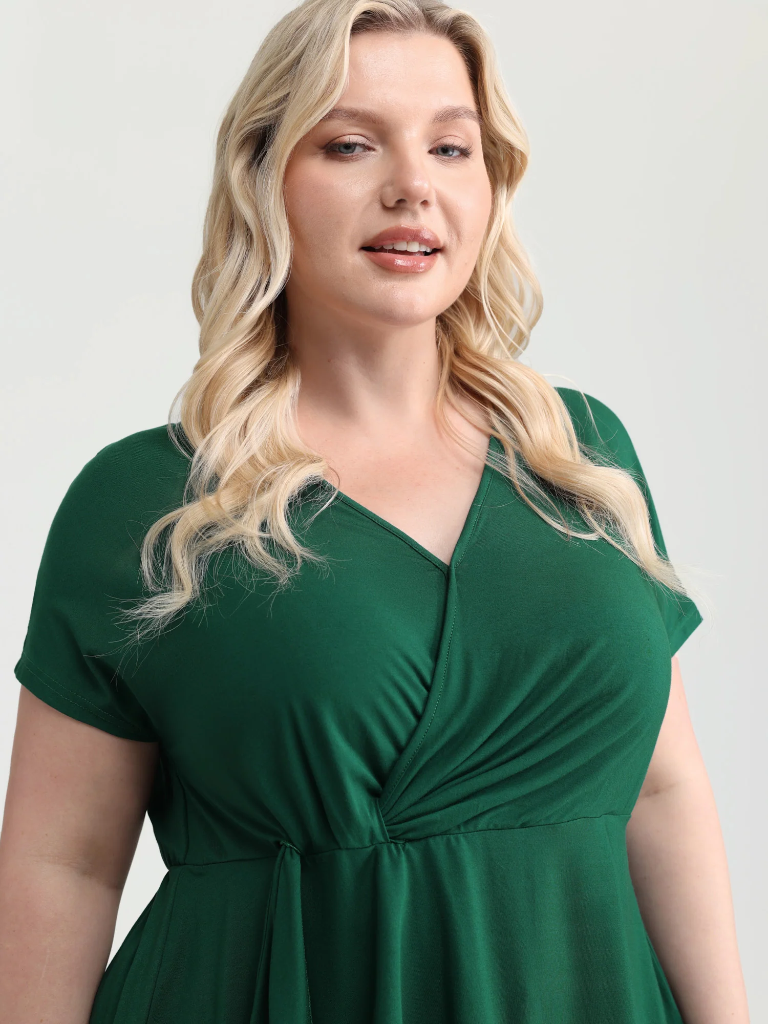 Supersoft Wrap Neckline Fit And Flare Top - Image 2