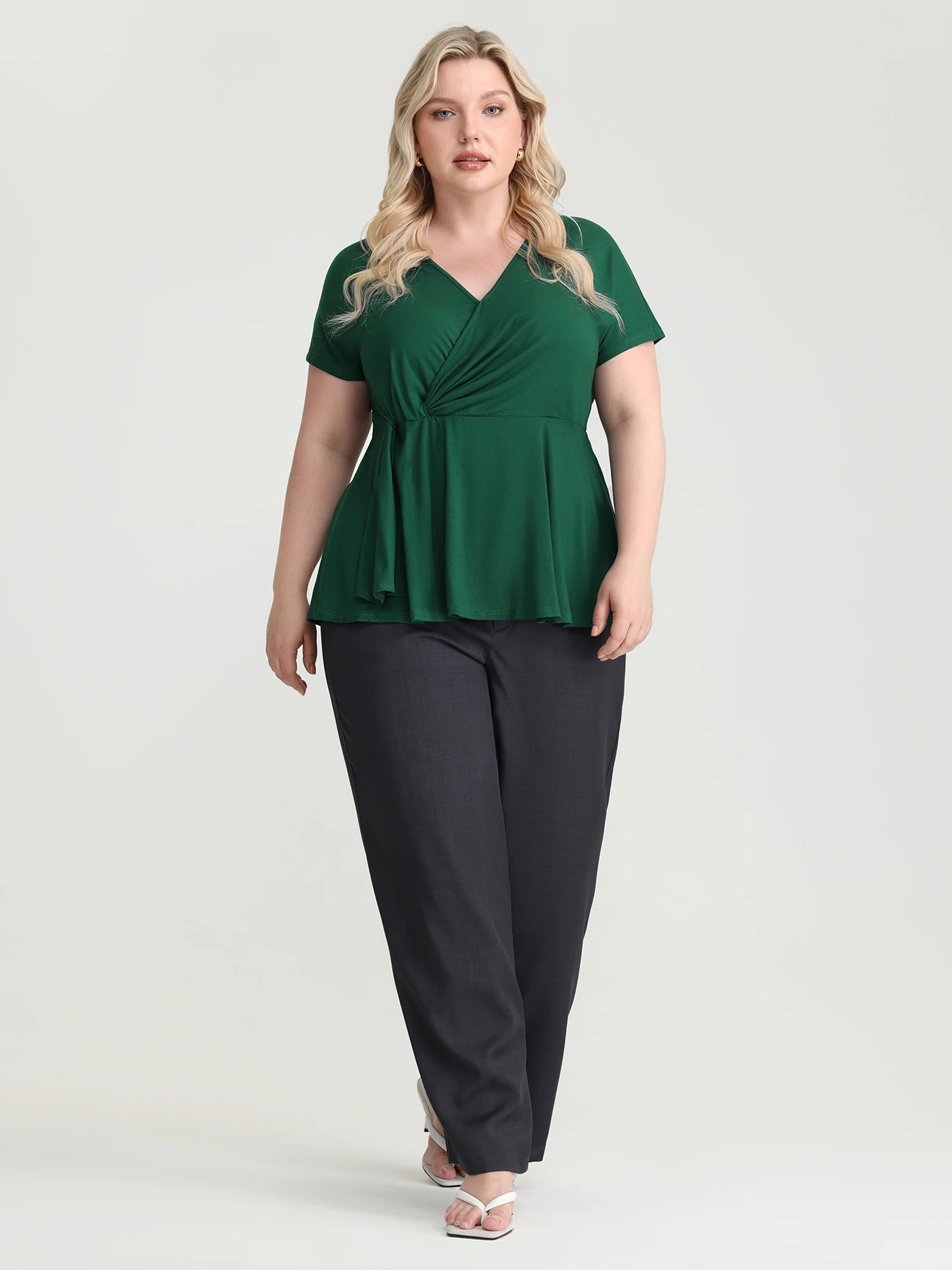 Supersoft Wrap Neckline Fit And Flare Top - Image 3