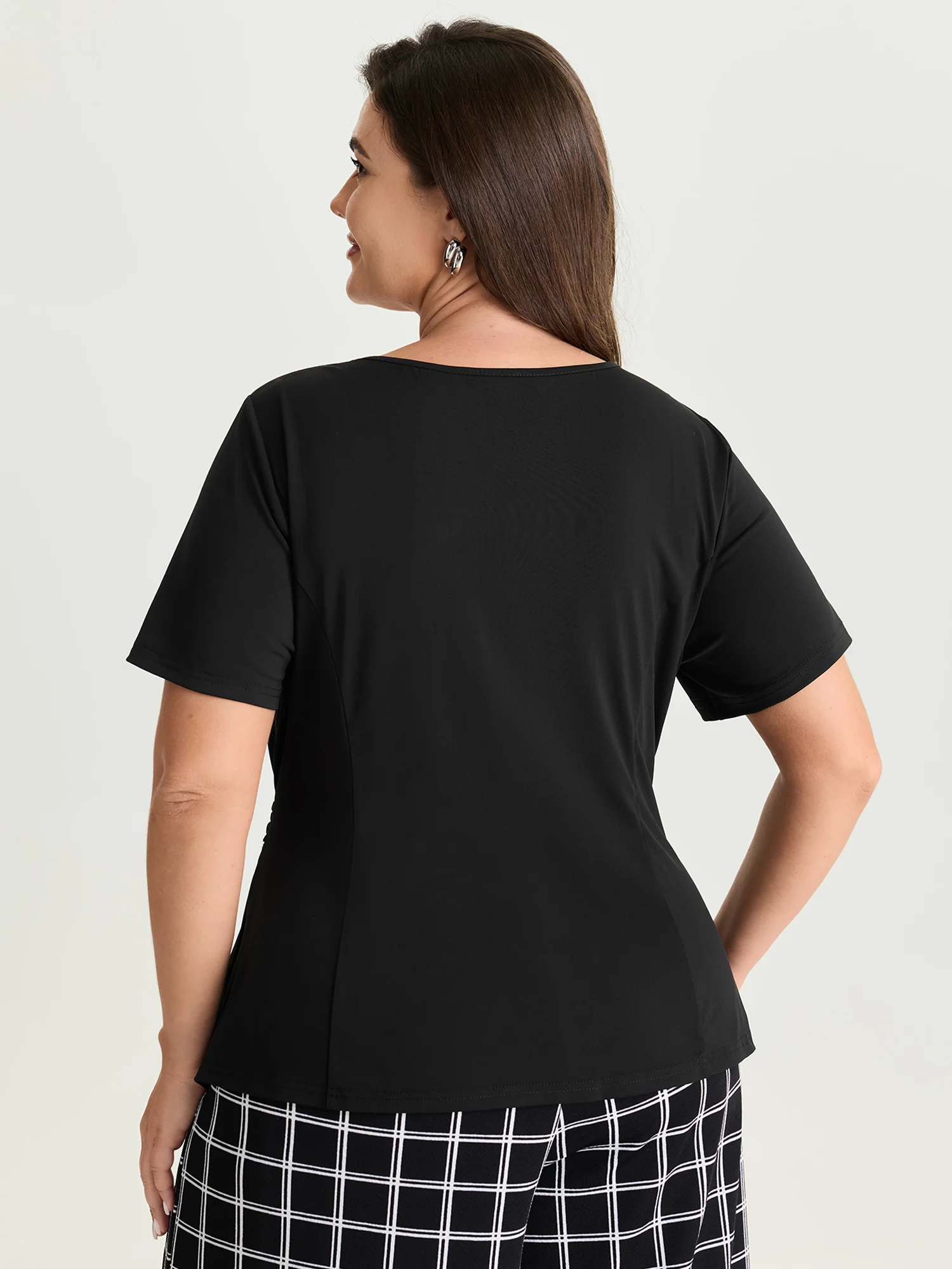 Supersoft Wrap Neckline Side Tie Plain Top - Image 4