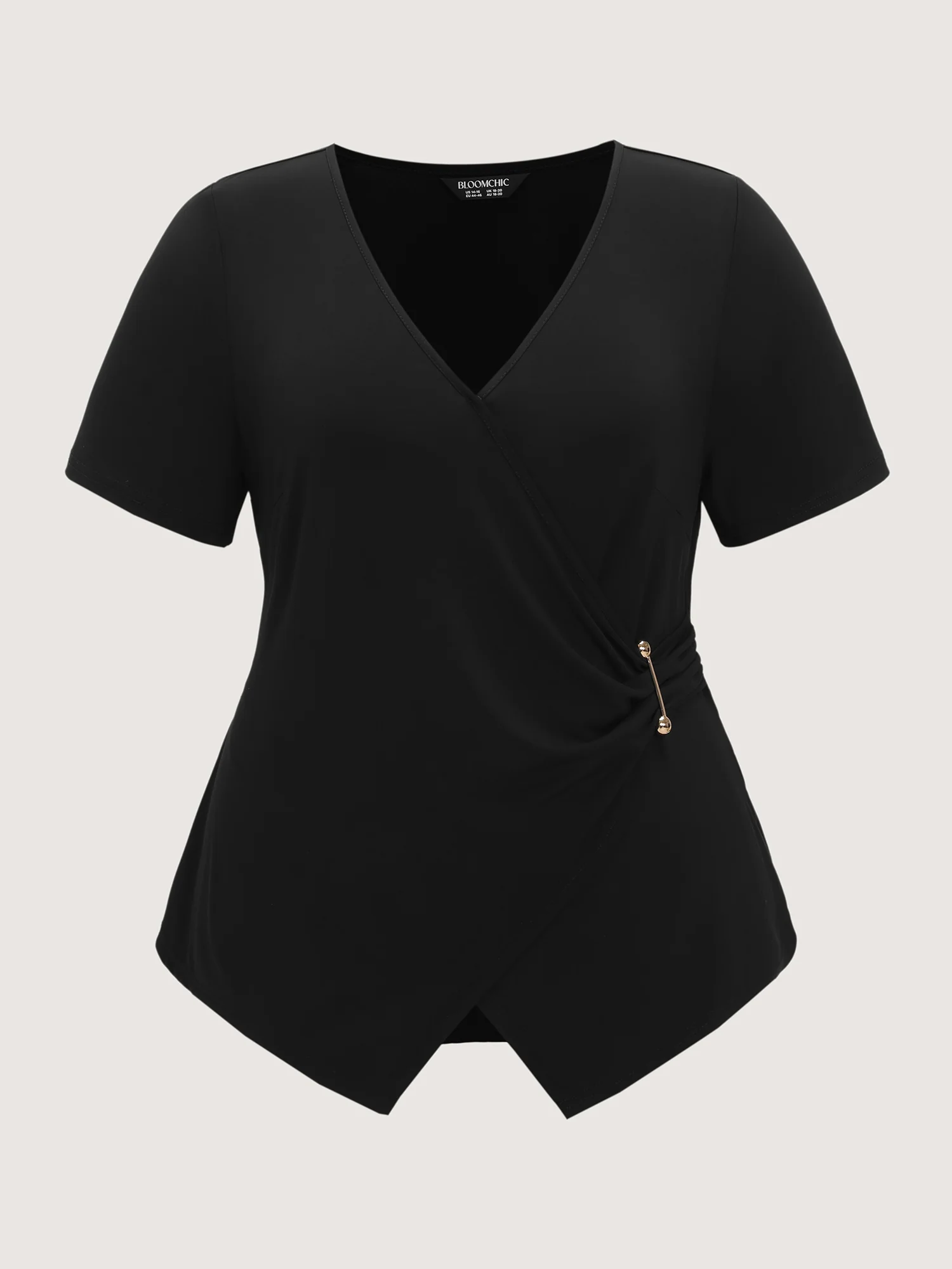Supersoft Wrap Neckline Side Tie Plain Top - Image 7