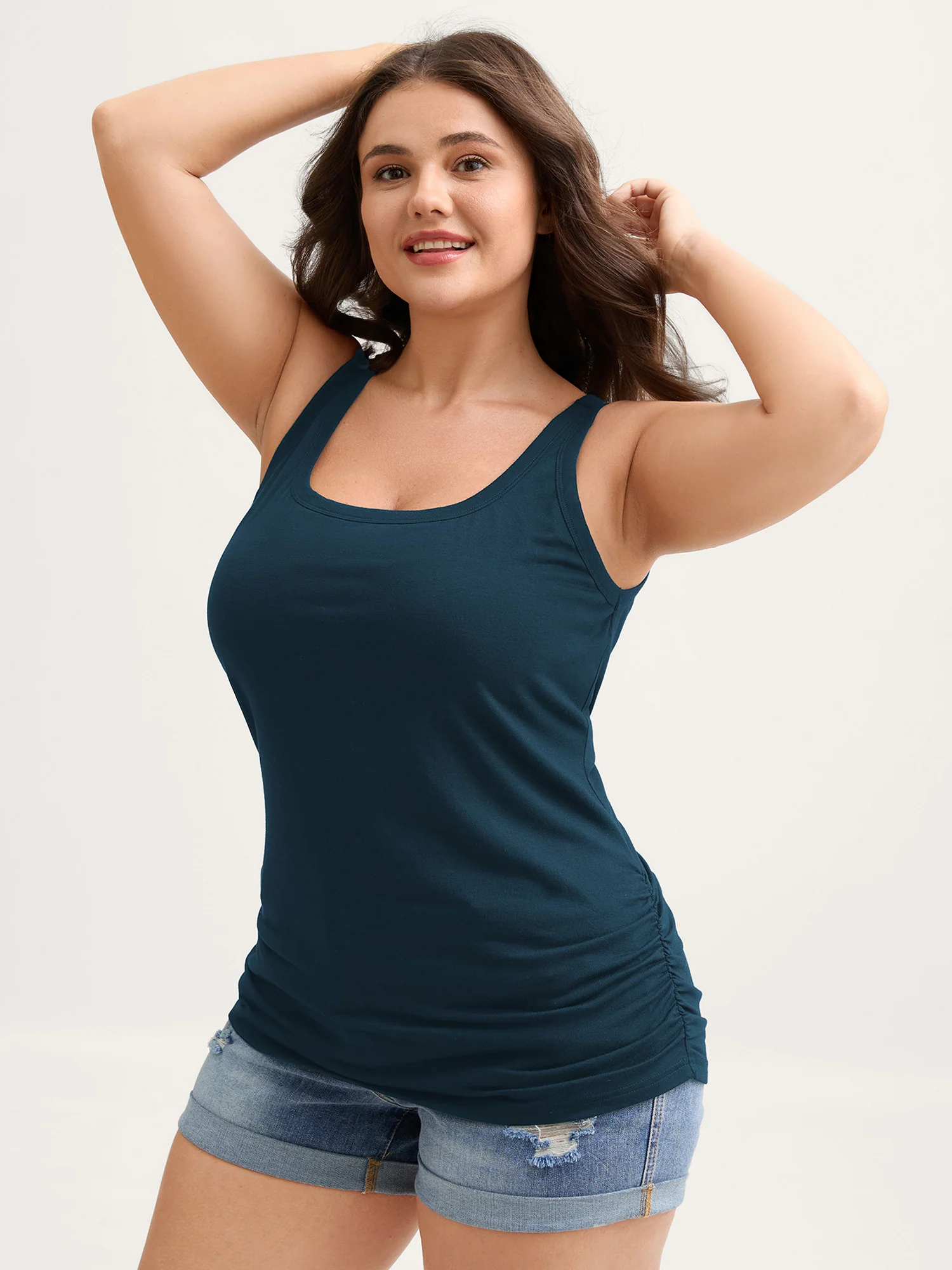 Supportive Bra Pleated Fitted Tank Top - Image 12