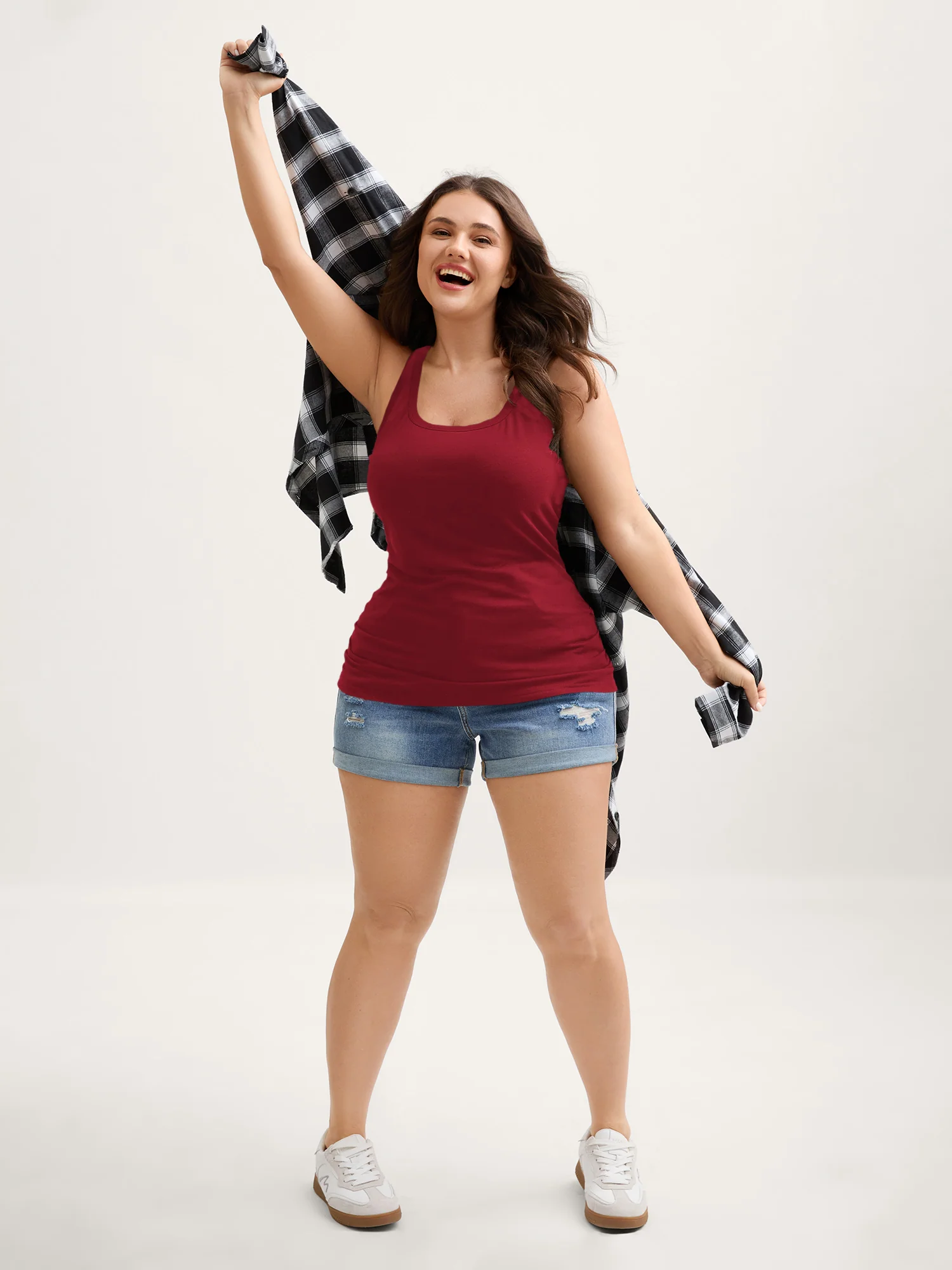 Supportive Bra Pleated Fitted Tank Top - Image 17