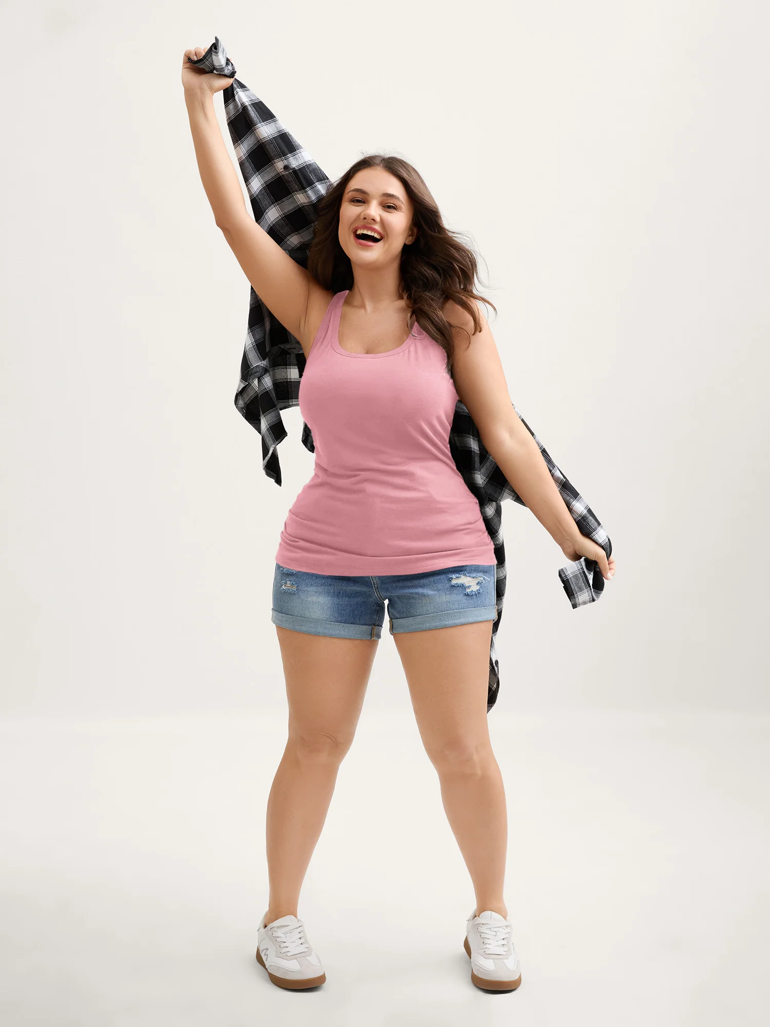 Supportive Bra Pleated Fitted Tank Top - Image 25