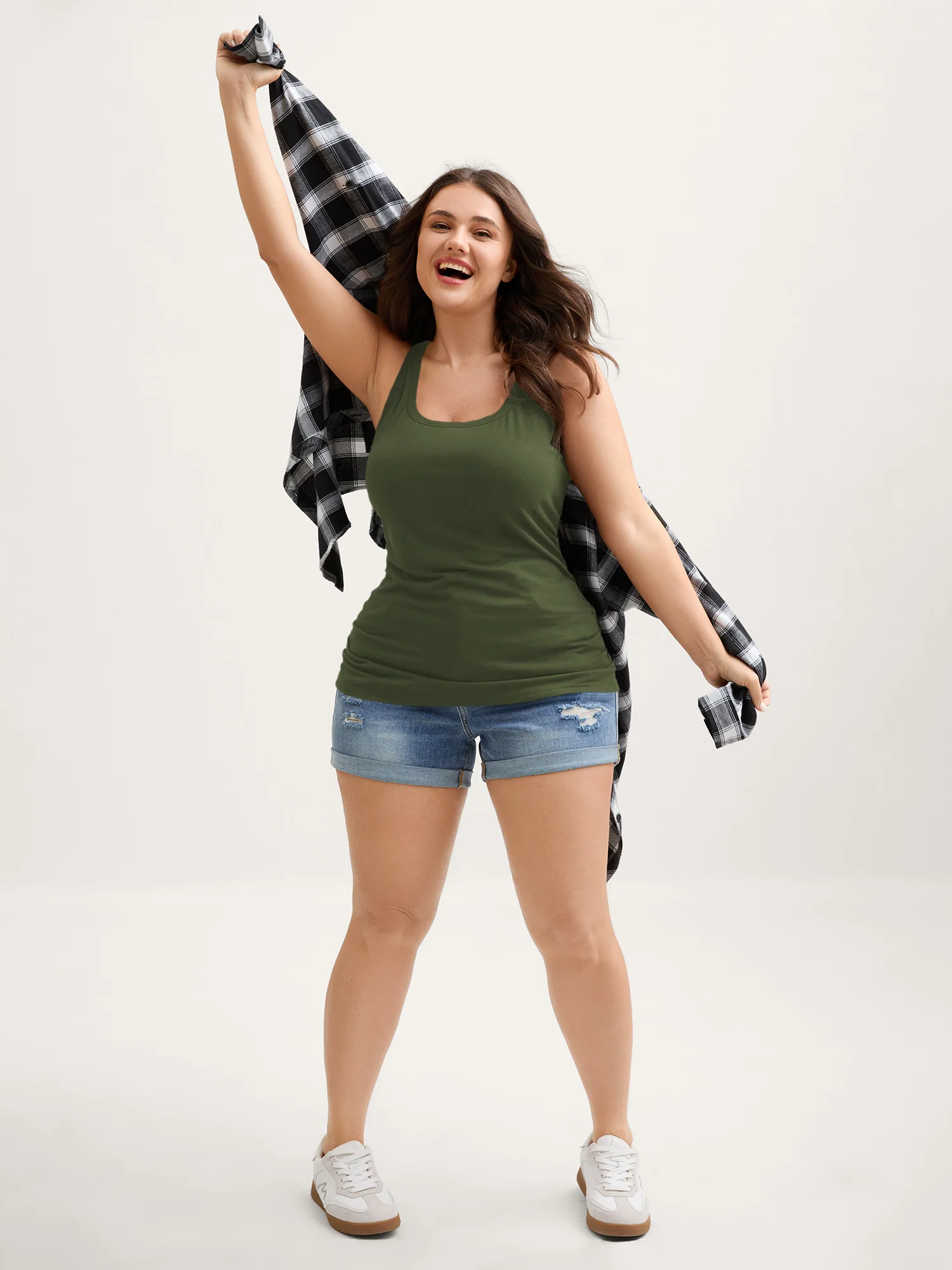 Supportive Bra Pleated Fitted Tank Top - Image 29