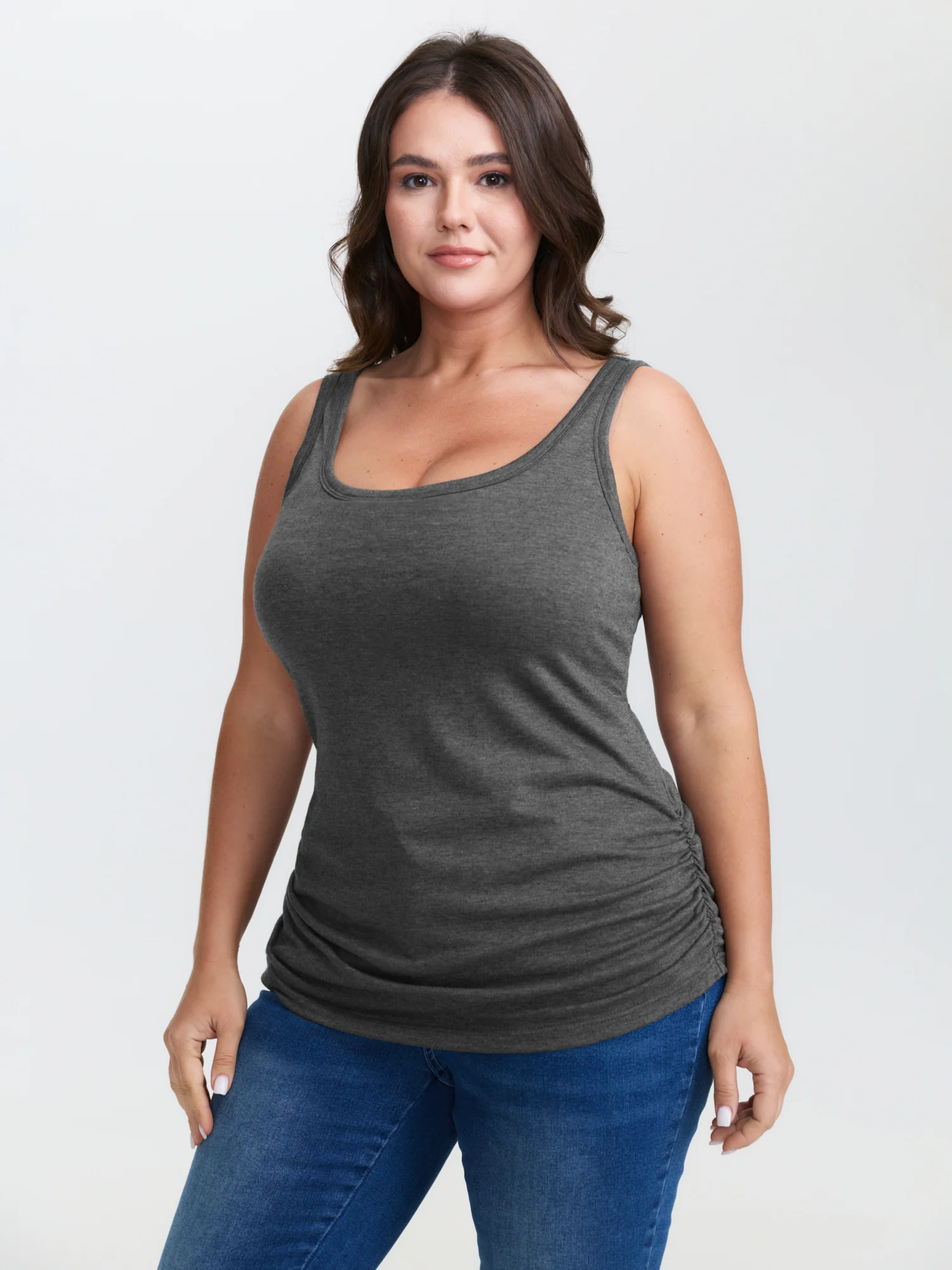 Supportive Bra Pleated Fitted Tank Top - Image 32