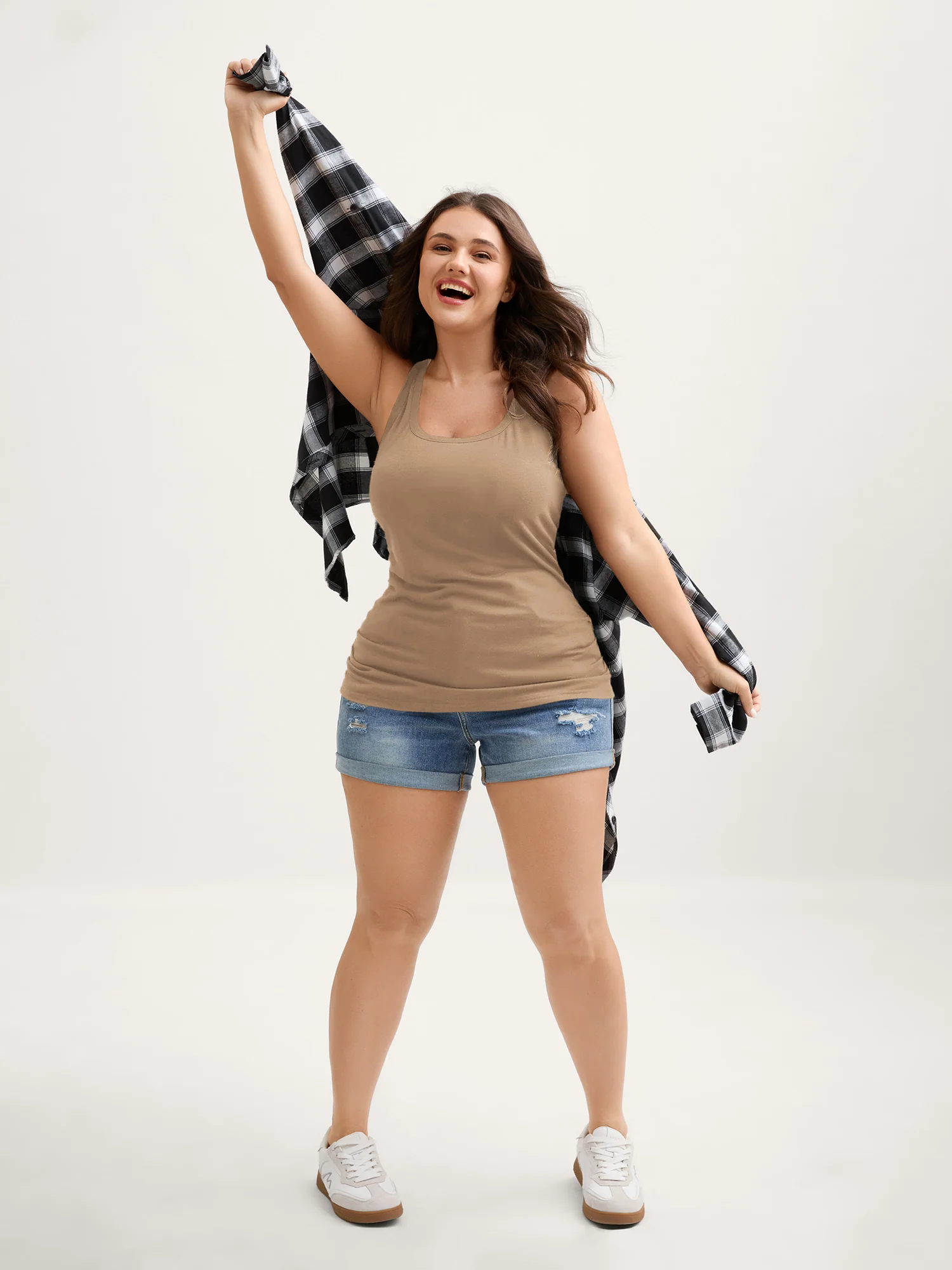 Supportive Bra Pleated Fitted Tank Top - Image 38