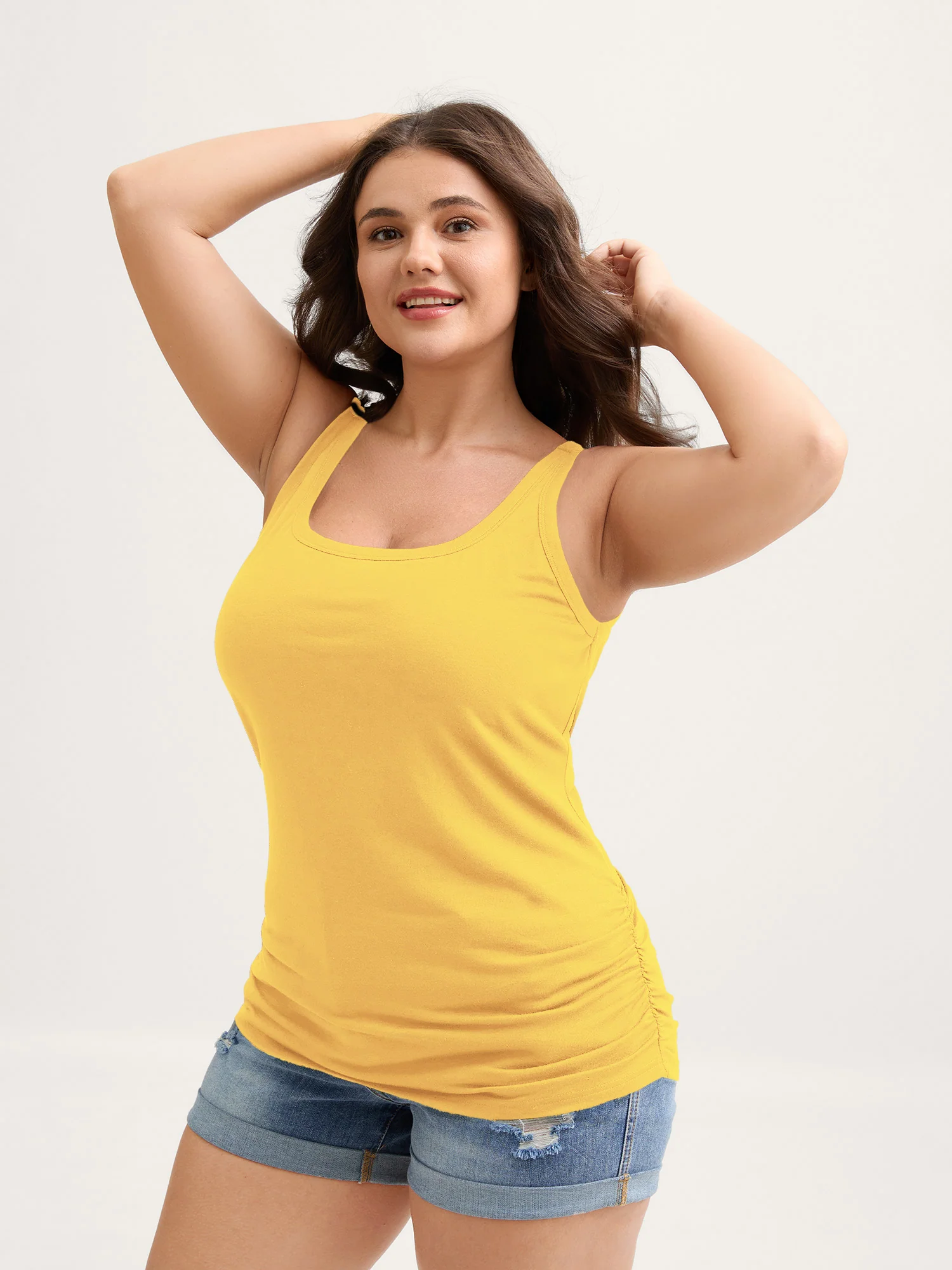 Supportive Bra Pleated Fitted Tank Top - Image 41